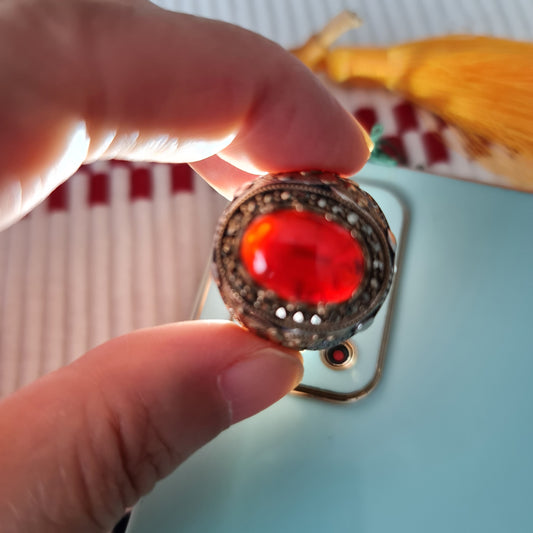 Yemeni Rare Genuine Agate 925 Silver Men's Ring MFAR0370