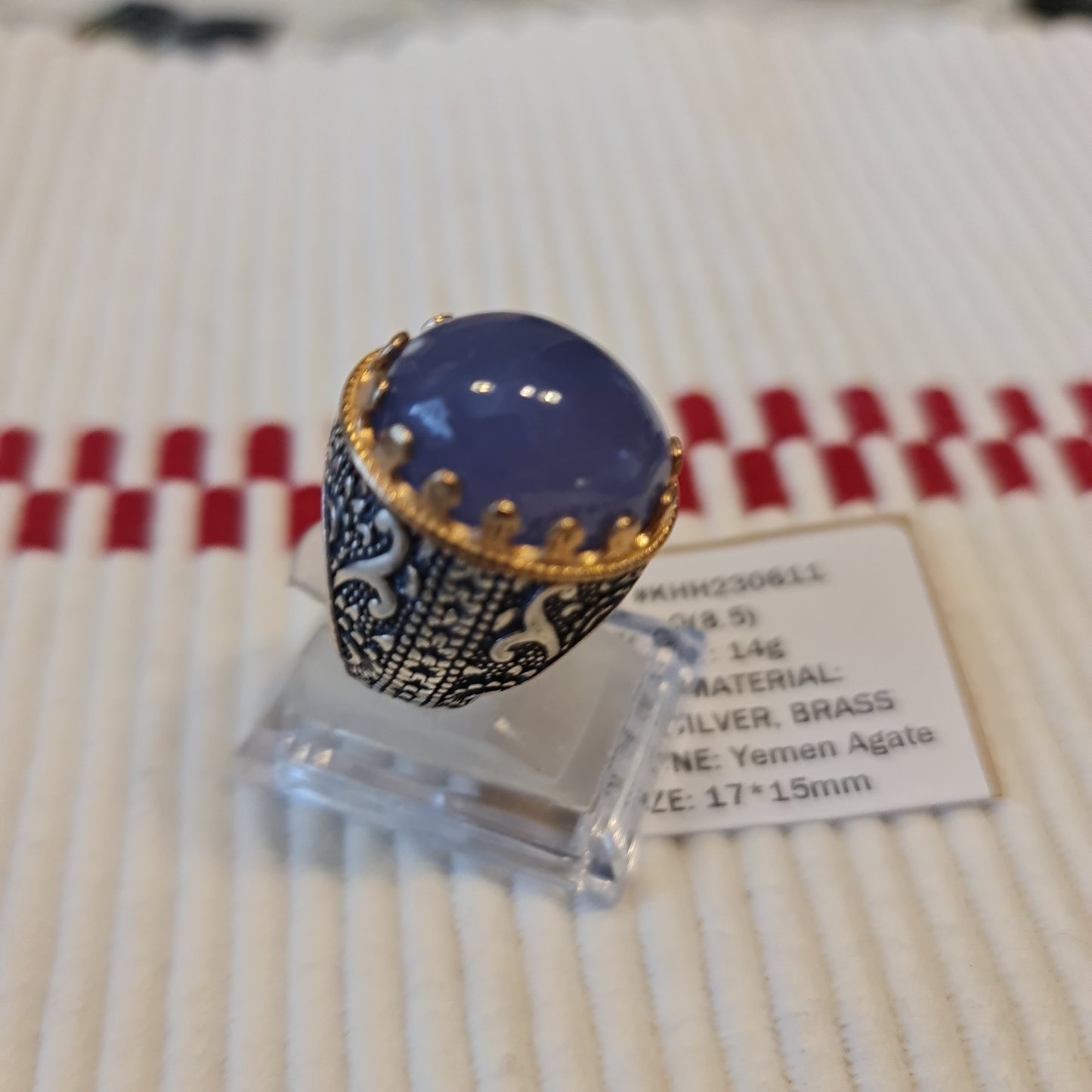 Yemeni Rare Genuine Agate 925 Silver Men's Ring KHH230611