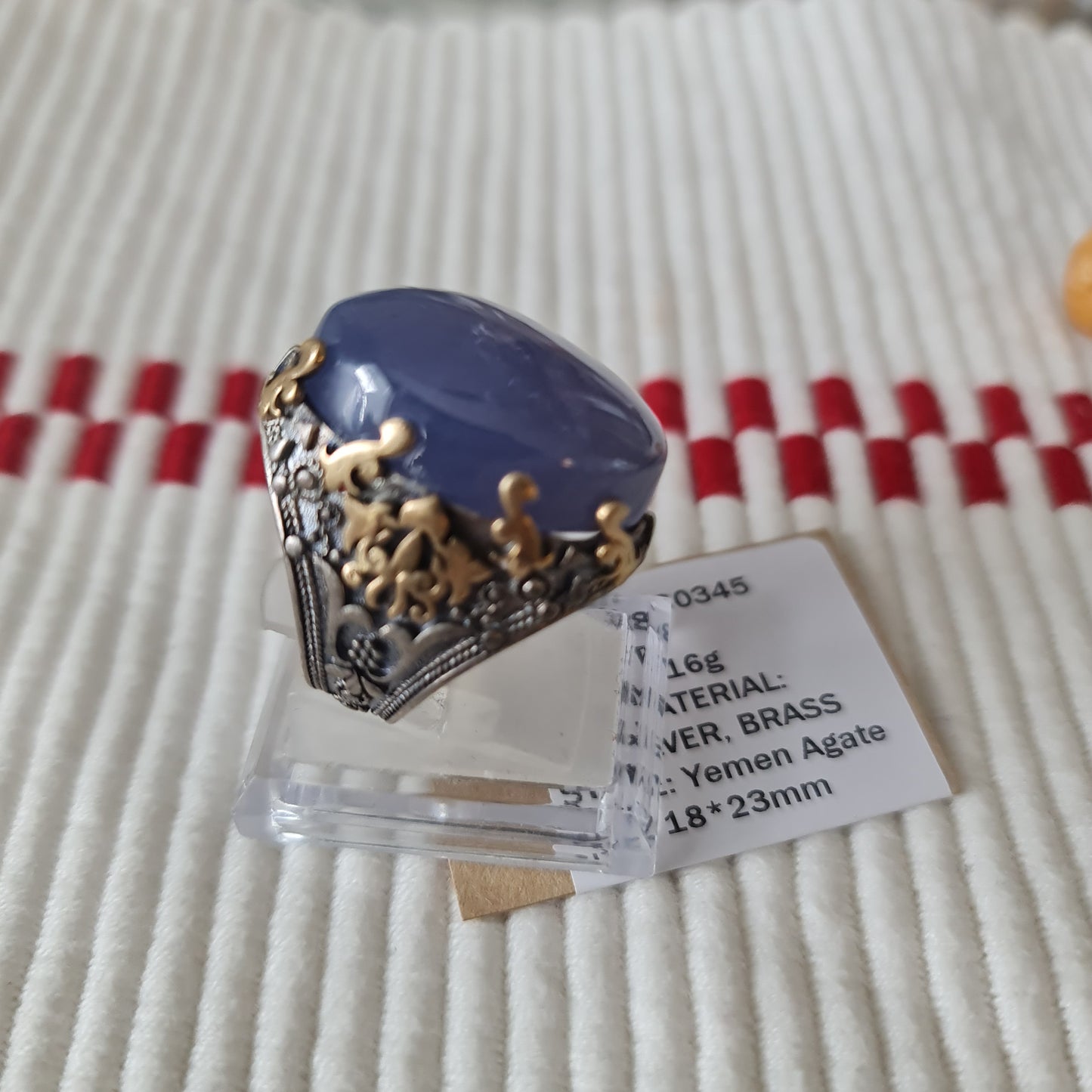 Yemeni Rare Genuine Agate 925 Silver Men's Ring KHY230345