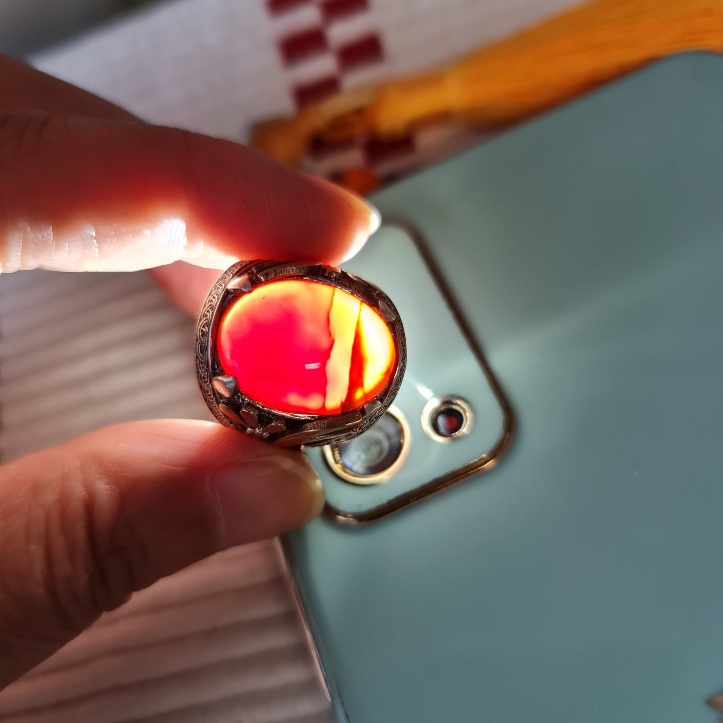 Yemeni Rare Genuine Agate 925 Silver Men's Ring DR03311