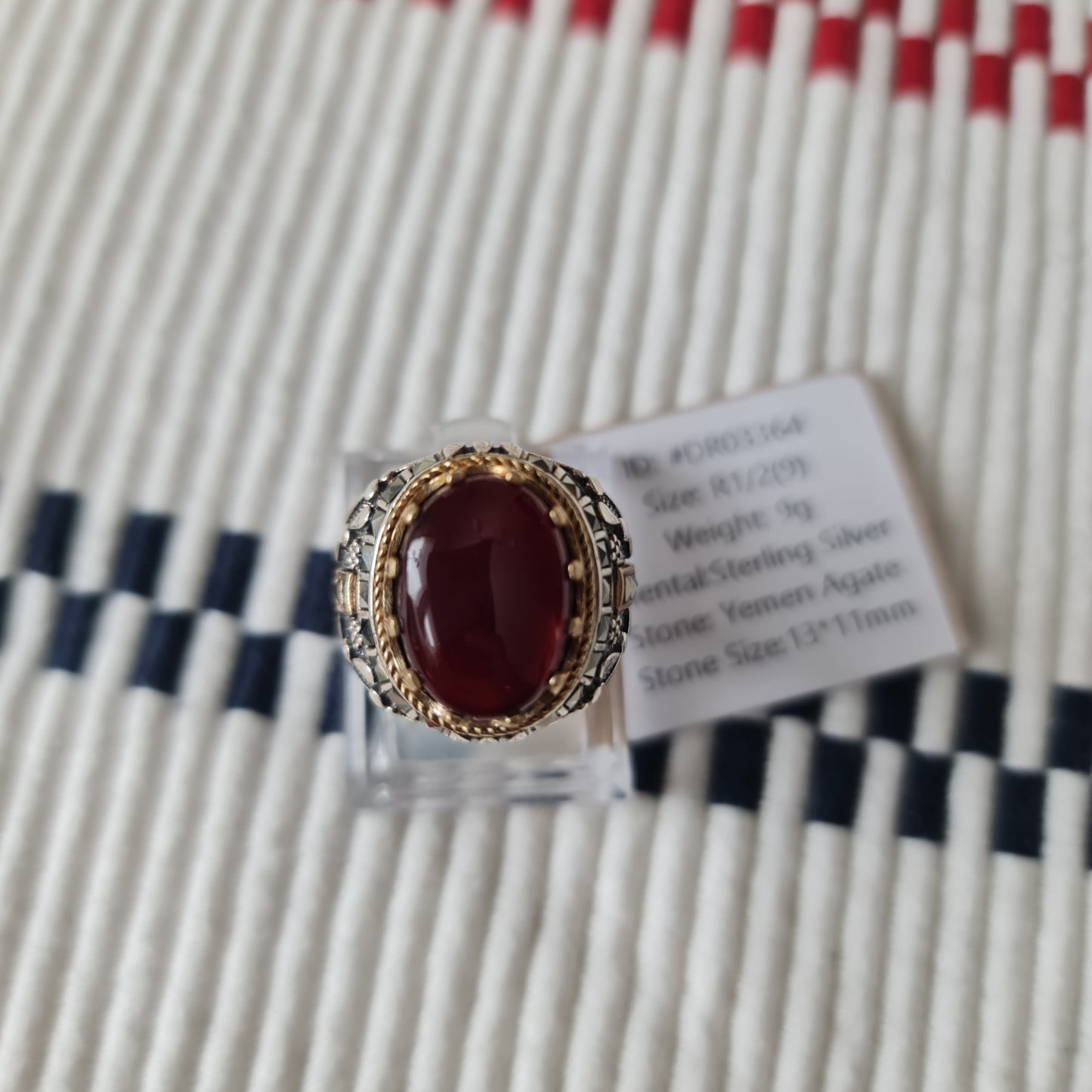 Yemeni Rare Genuine Agate 925 Silver Men's Ring DR03364
