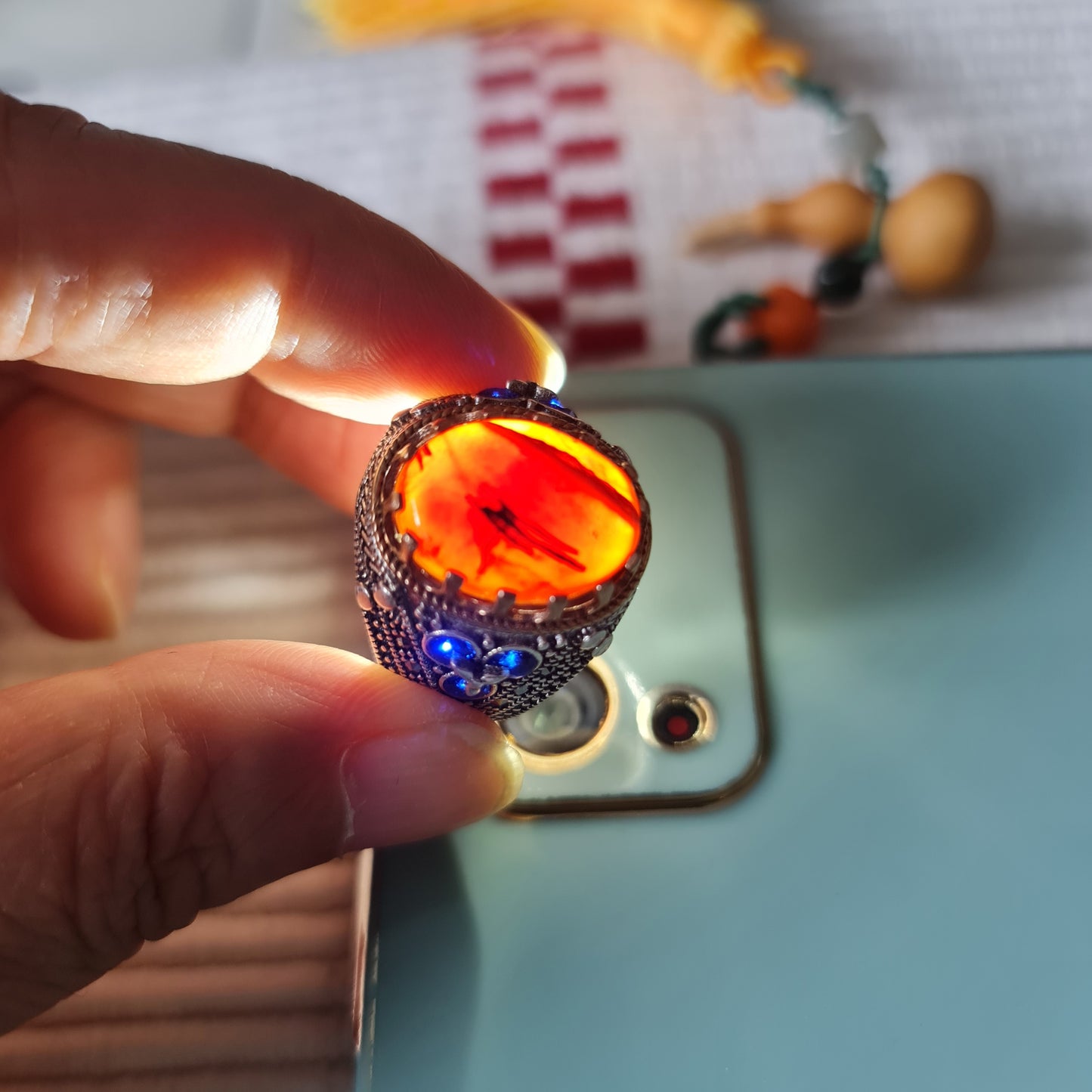 Yemeni Rare Genuine Agate 925 Silver Men's Ring DR03322