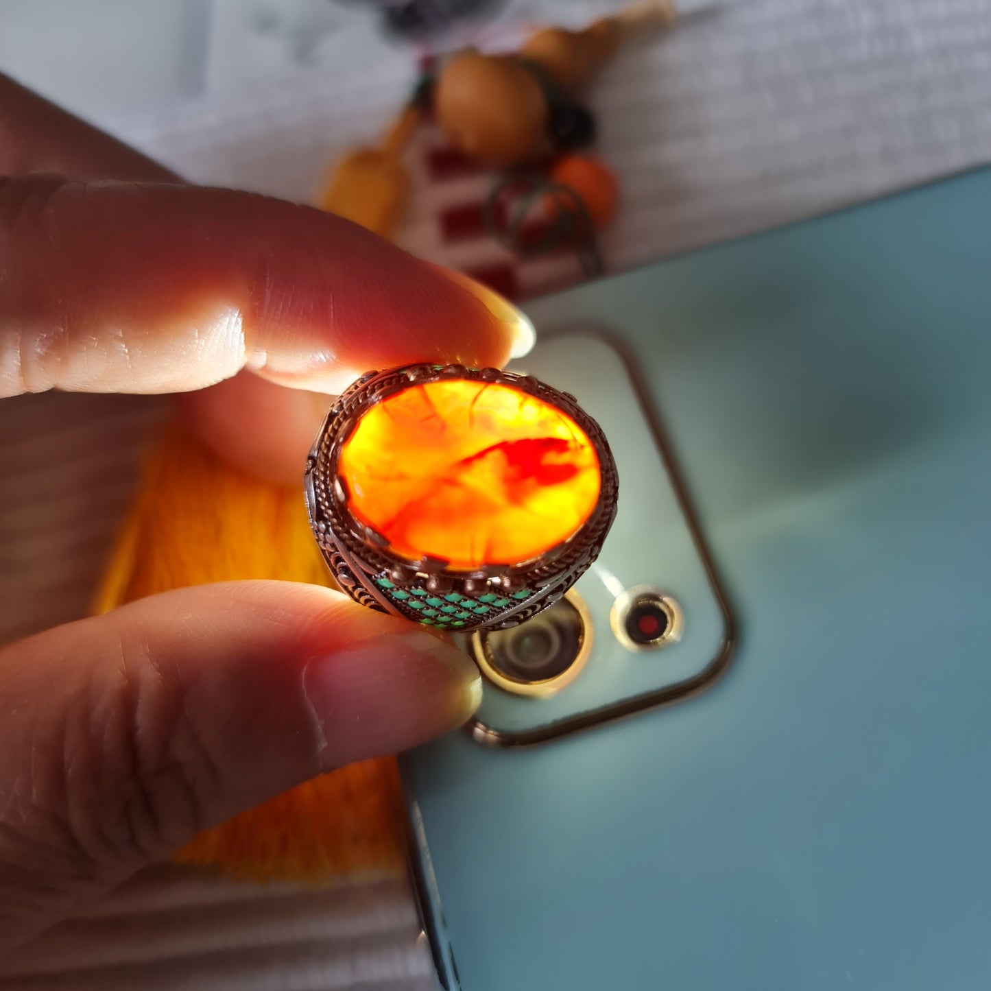 Yemeni Rare Genuine Agate 925 Silver Men's Ring DR03253