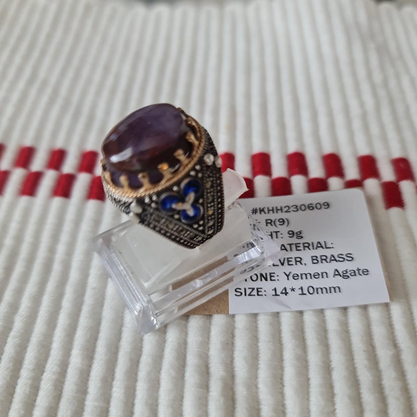 Yemeni Rare Genuine Agate 925 Silver Men's Ring KHH230609