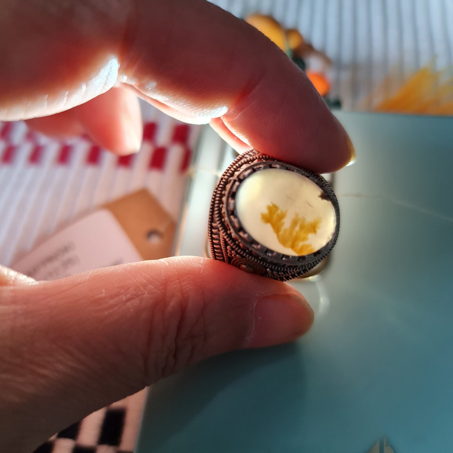 Yemeni Rare Genuine Agate 925 Silver Men's Ring MFPN040