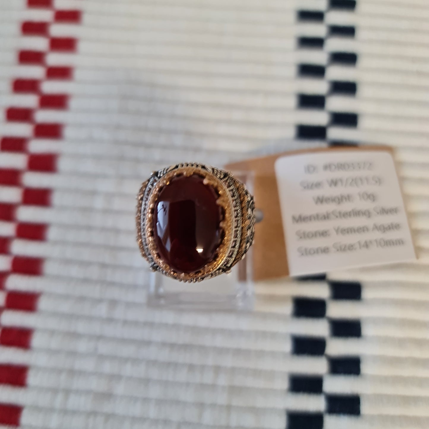 Yemeni Rare Genuine Agate 925 Silver Men's Ring DR03372