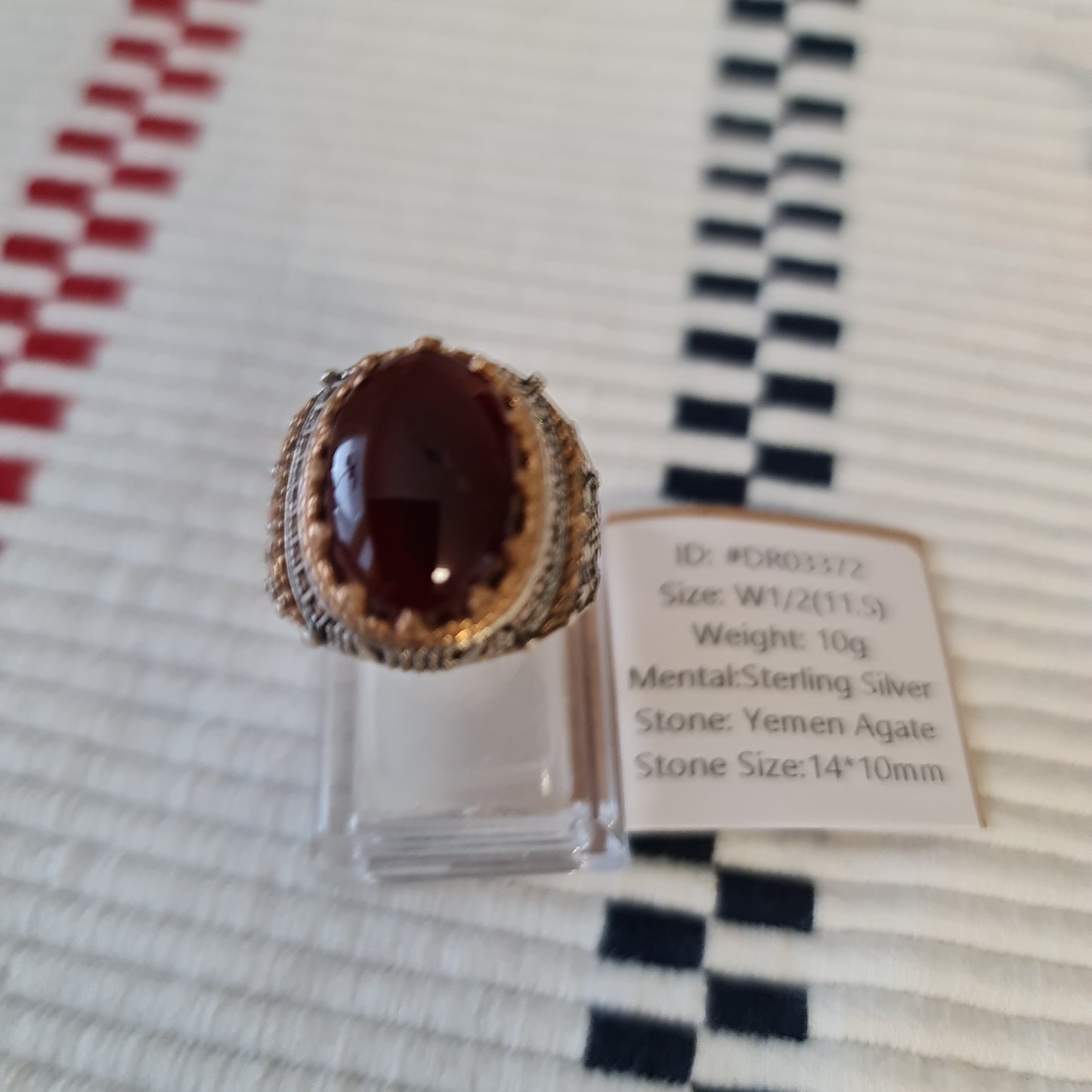 Yemeni Rare Genuine Agate 925 Silver Men's Ring DR03372