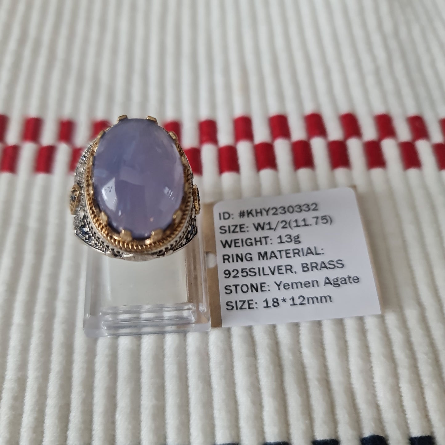 Yemeni Rare Genuine Agate 925 Silver Men's Ring KHY230332