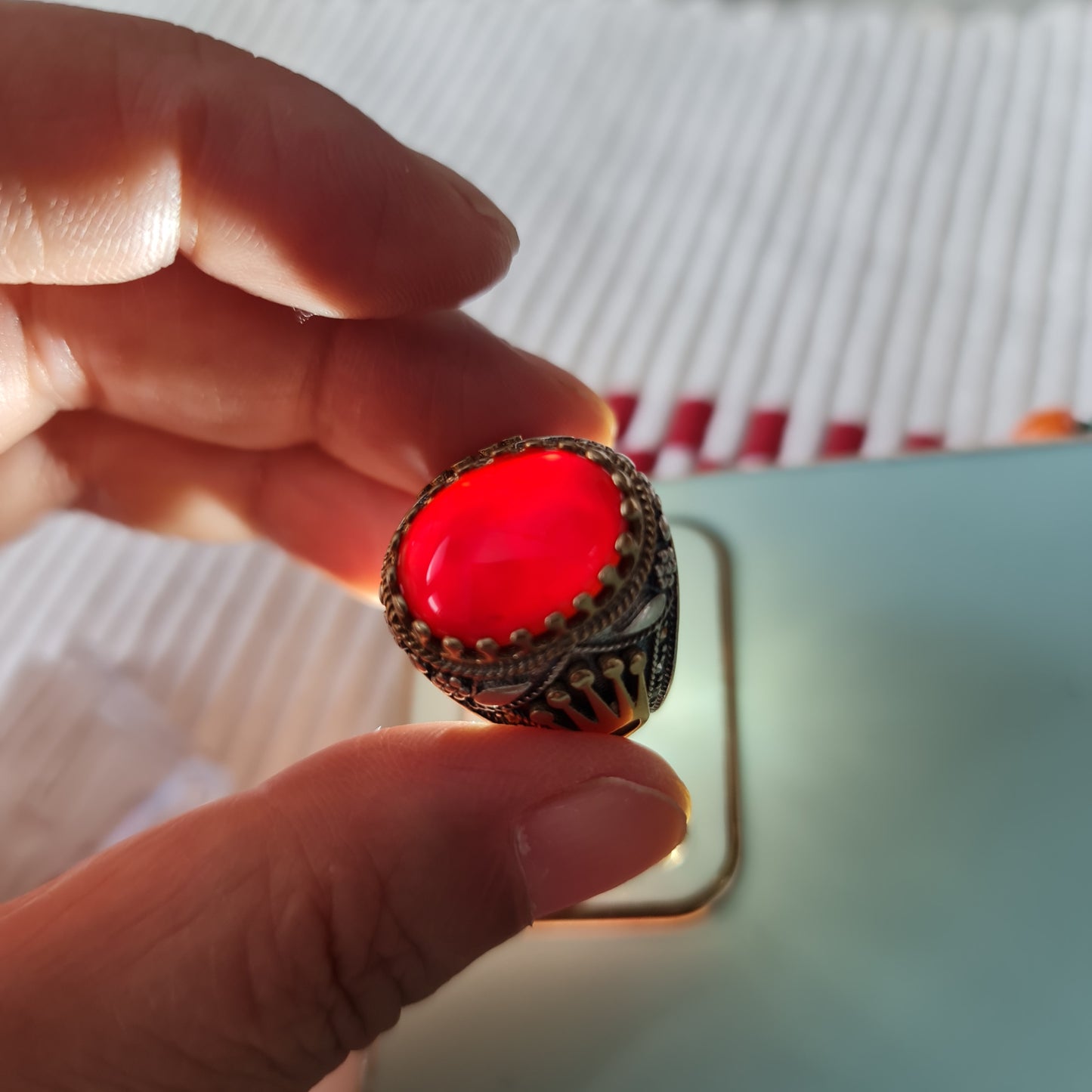 Yemeni Rare Genuine Agate 925 Silver Men's Ring DR03279