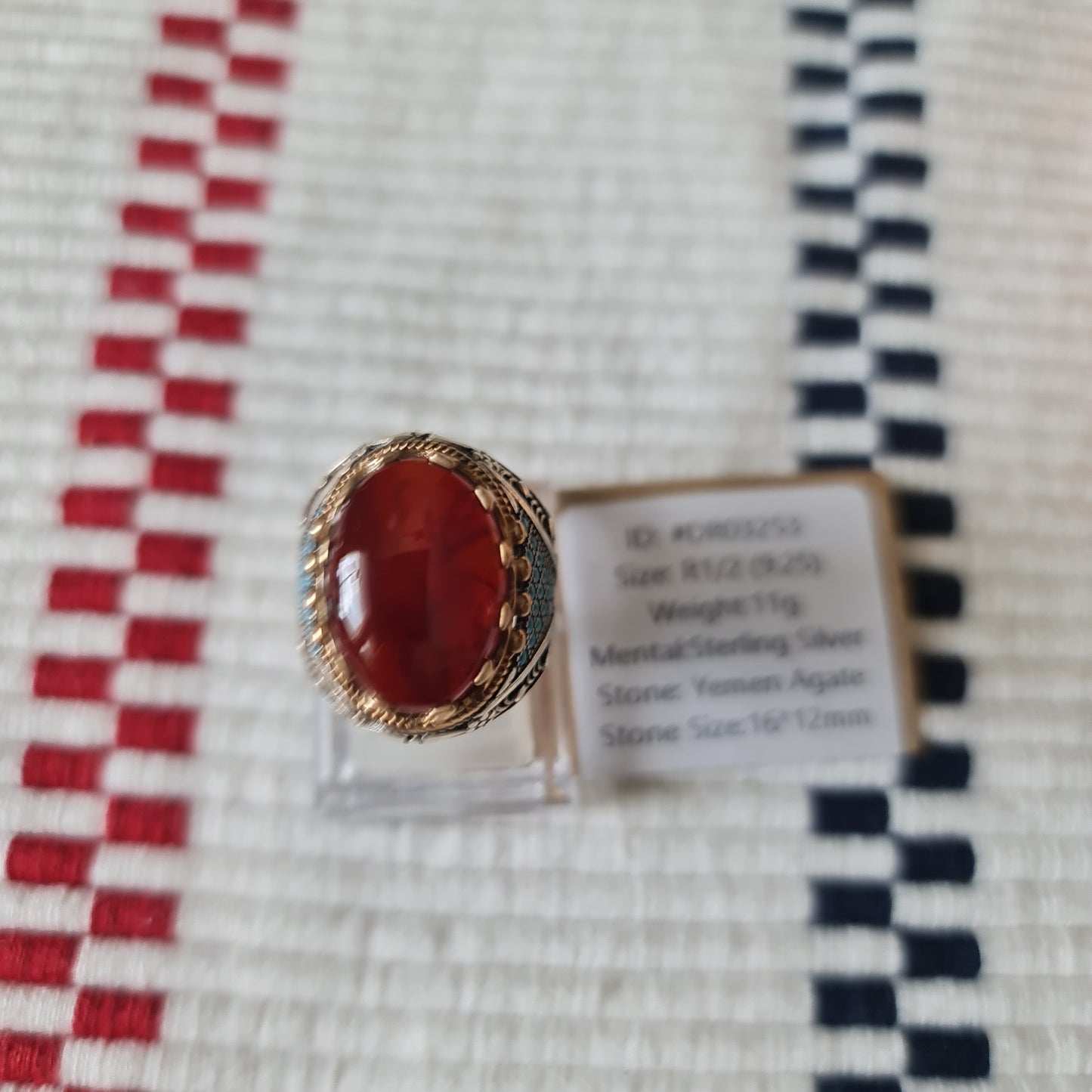 Yemeni Rare Genuine Agate 925 Silver Men's Ring DR03253