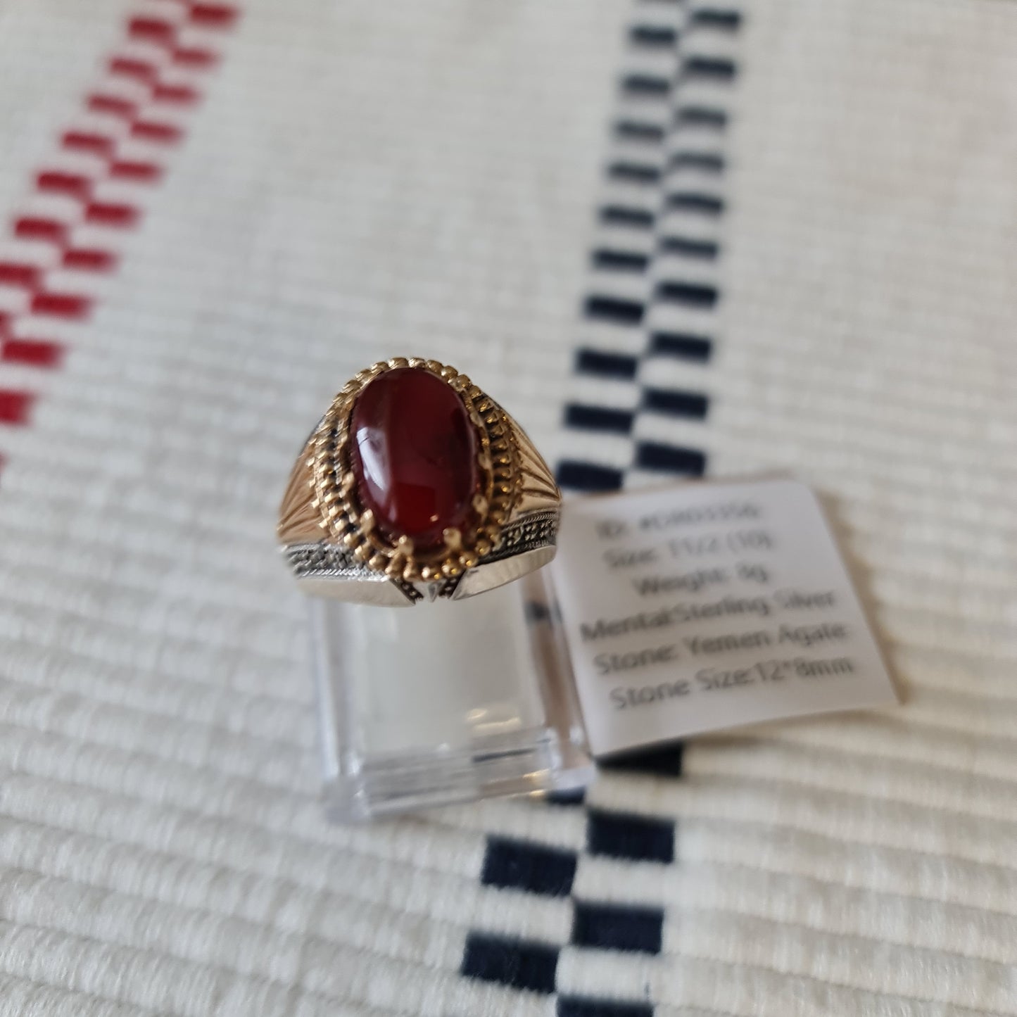 Yemeni Rare Genuine Agate 925 Silver Men's Ring DR03356