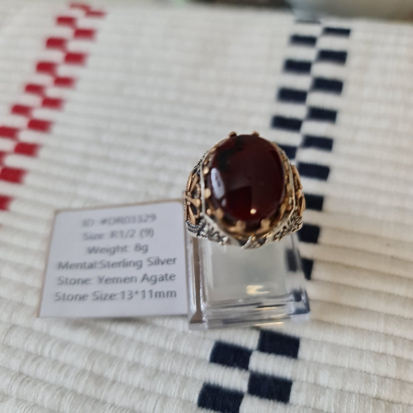 Yemeni Rare Genuine Agate 925 Silver Men's Ring DR03329