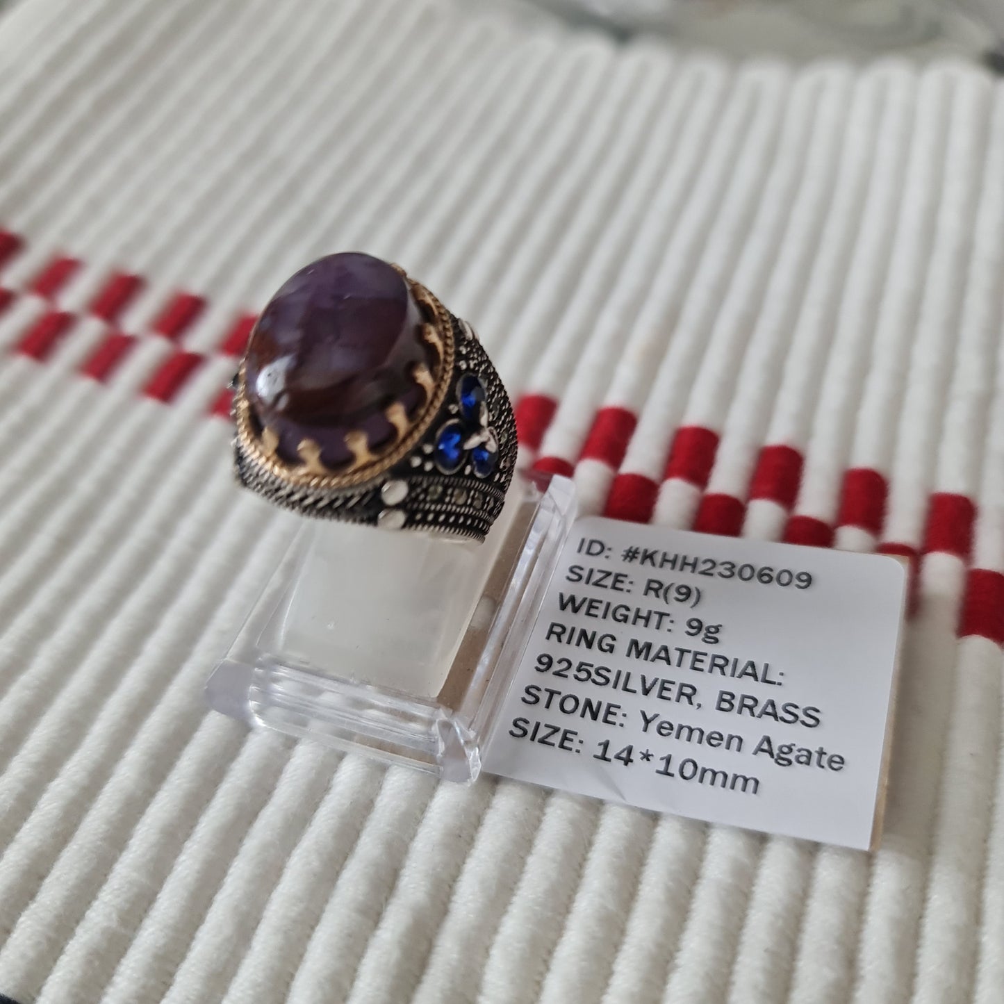 Yemeni Rare Genuine Agate 925 Silver Men's Ring KHH230609