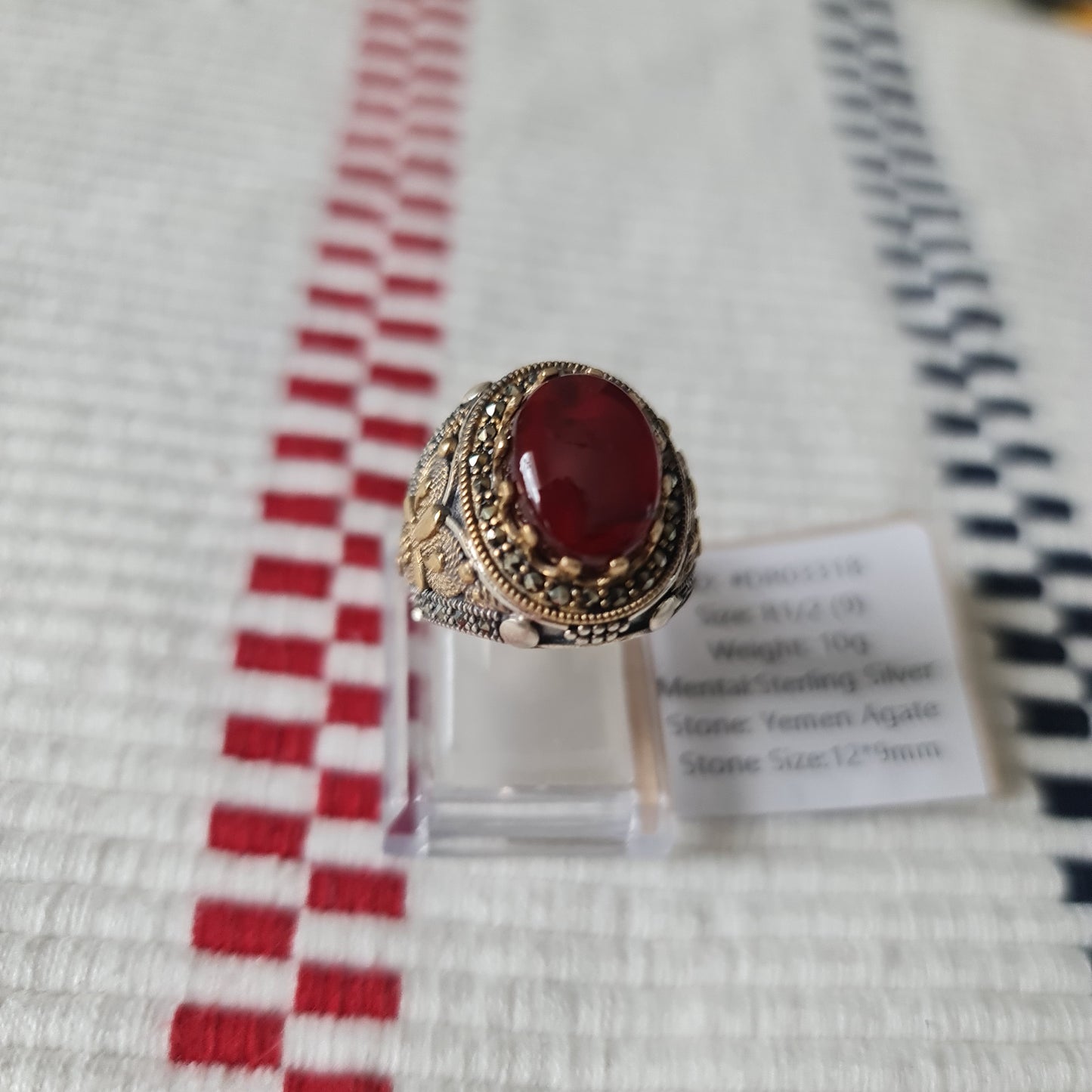 Yemeni Rare Genuine Agate 925 Silver Men's Ring DR03318