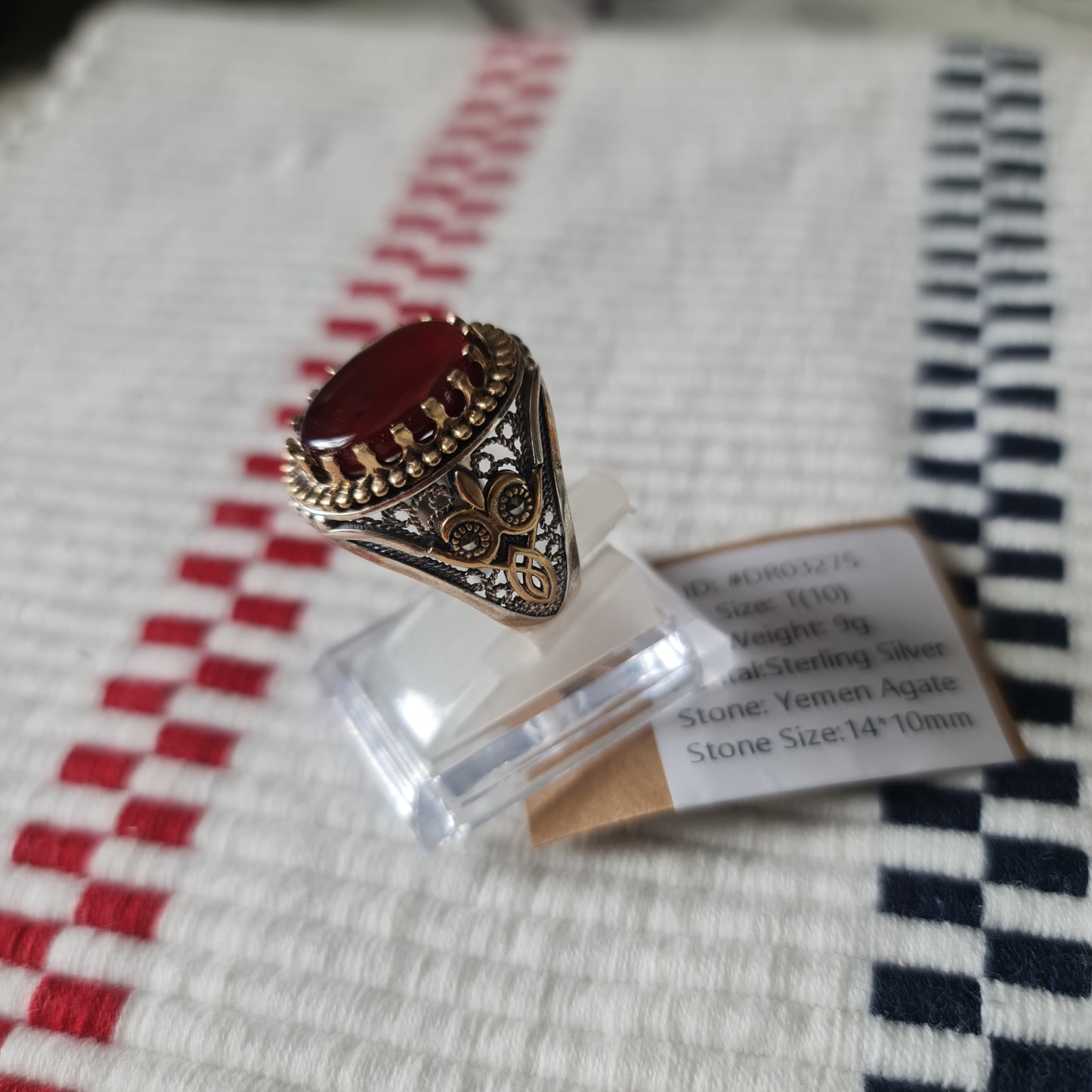 Yemeni Rare Genuine Agate 925 Silver Men's Ring DR03275