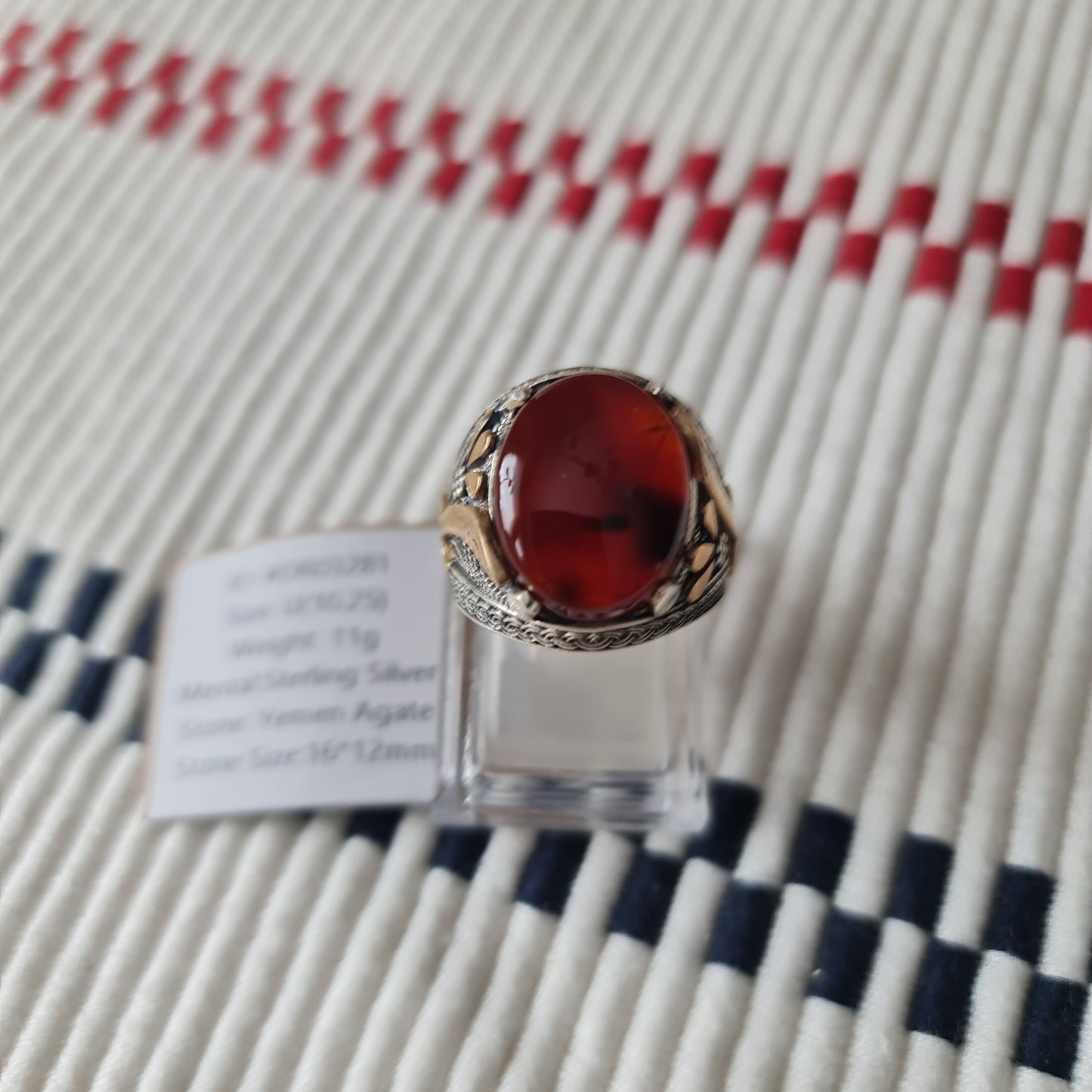 Yemeni Rare Genuine Agate 925 Silver Men's Ring DR03281