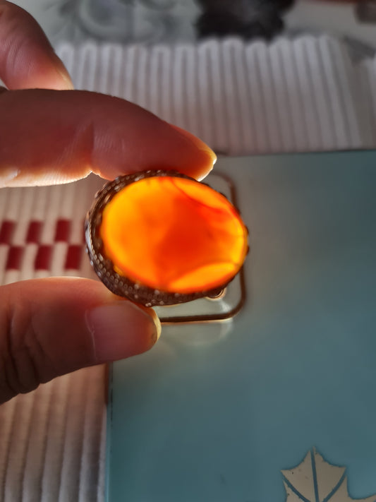 Yemeni Rare Genuine Agate 925 Silver Men's Ring MFAR0426