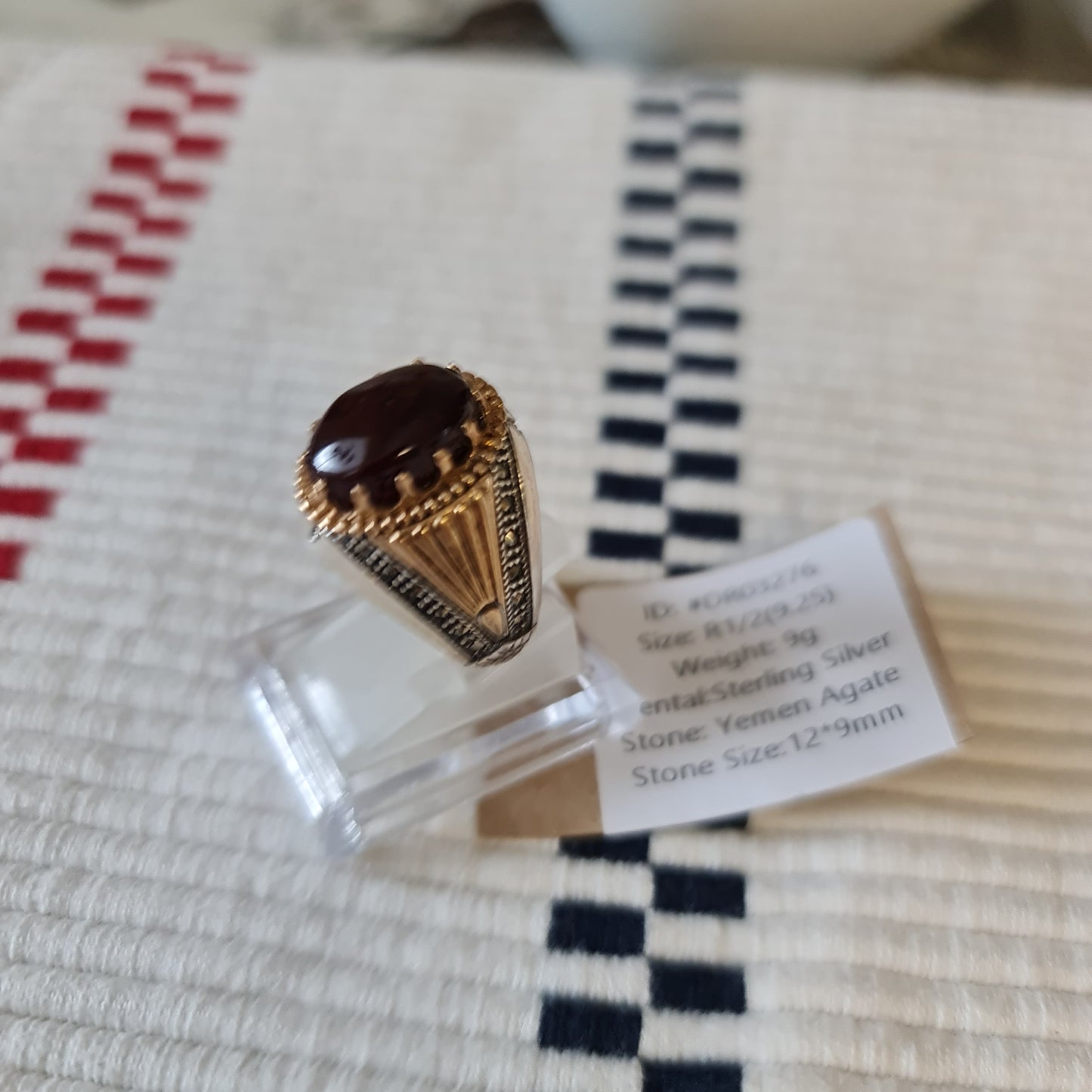 Yemeni Rare Genuine Agate 925 Silver Men's Ring DR03276