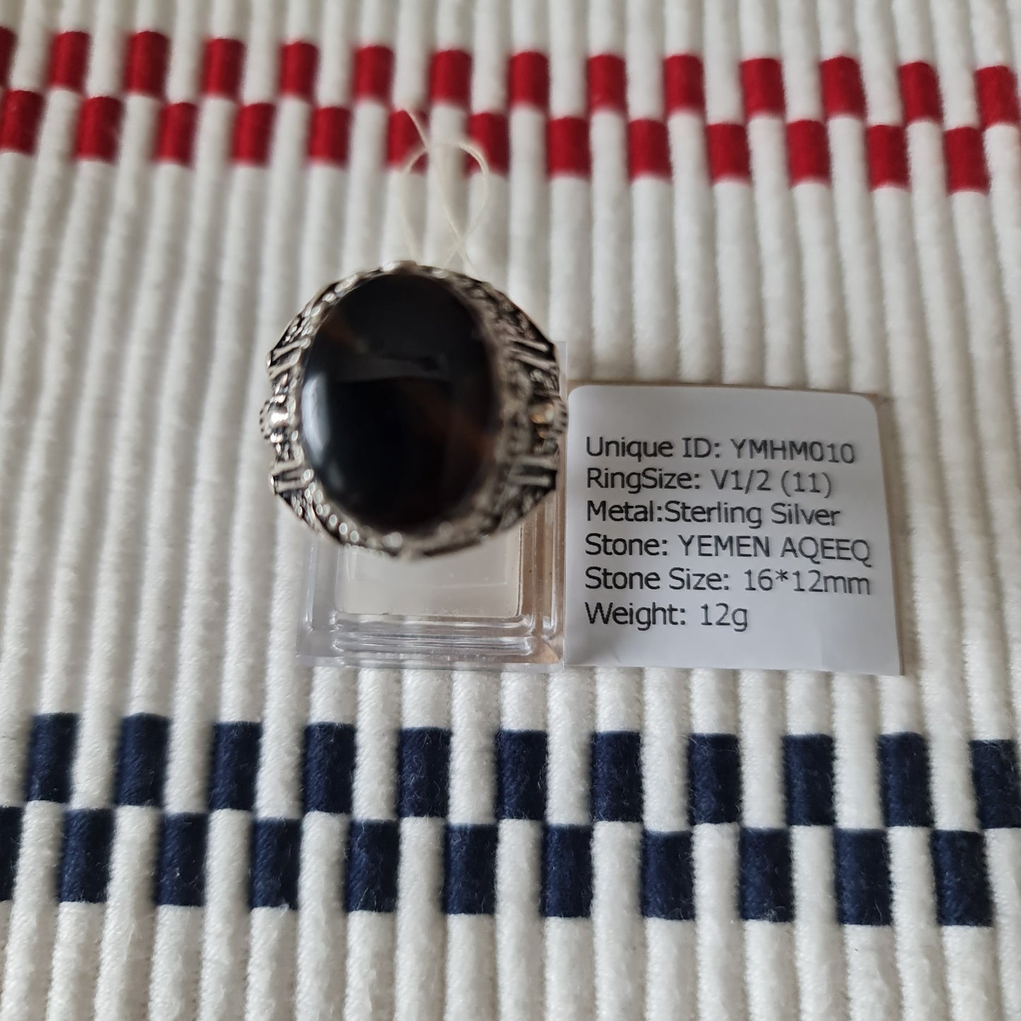 Yemeni Rare Genuine Agate 925 Silver Men's Ring YMHM010