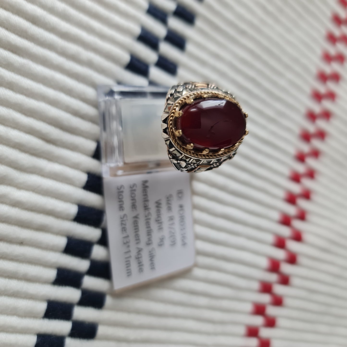 Yemeni Rare Genuine Agate 925 Silver Men's Ring DR03364