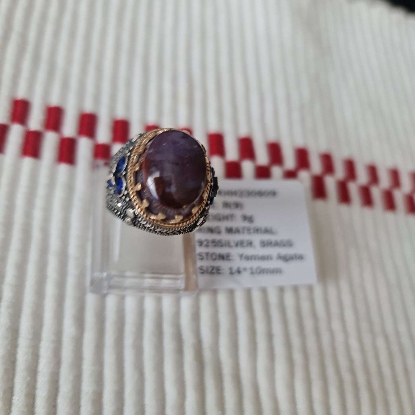 Yemeni Rare Genuine Agate 925 Silver Men's Ring KHH230609