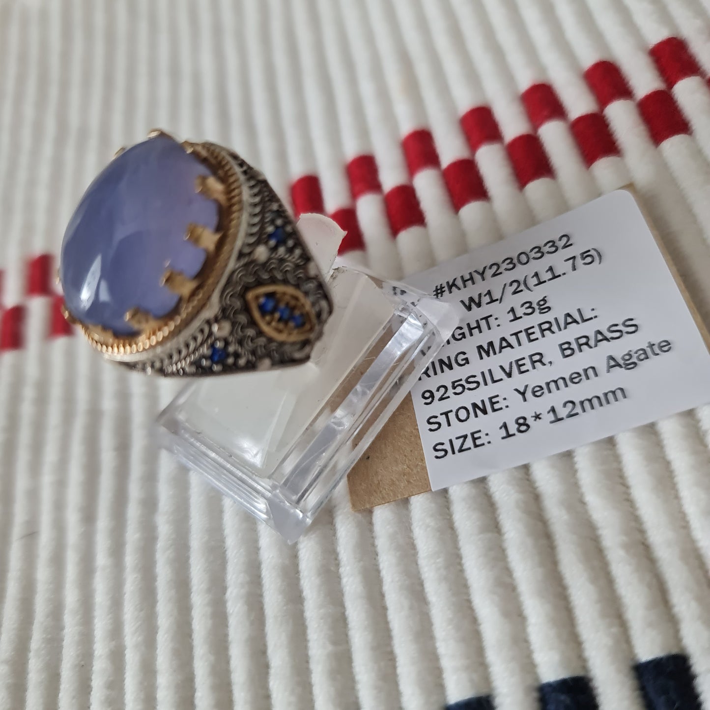 Yemeni Rare Genuine Agate 925 Silver Men's Ring KHY230332