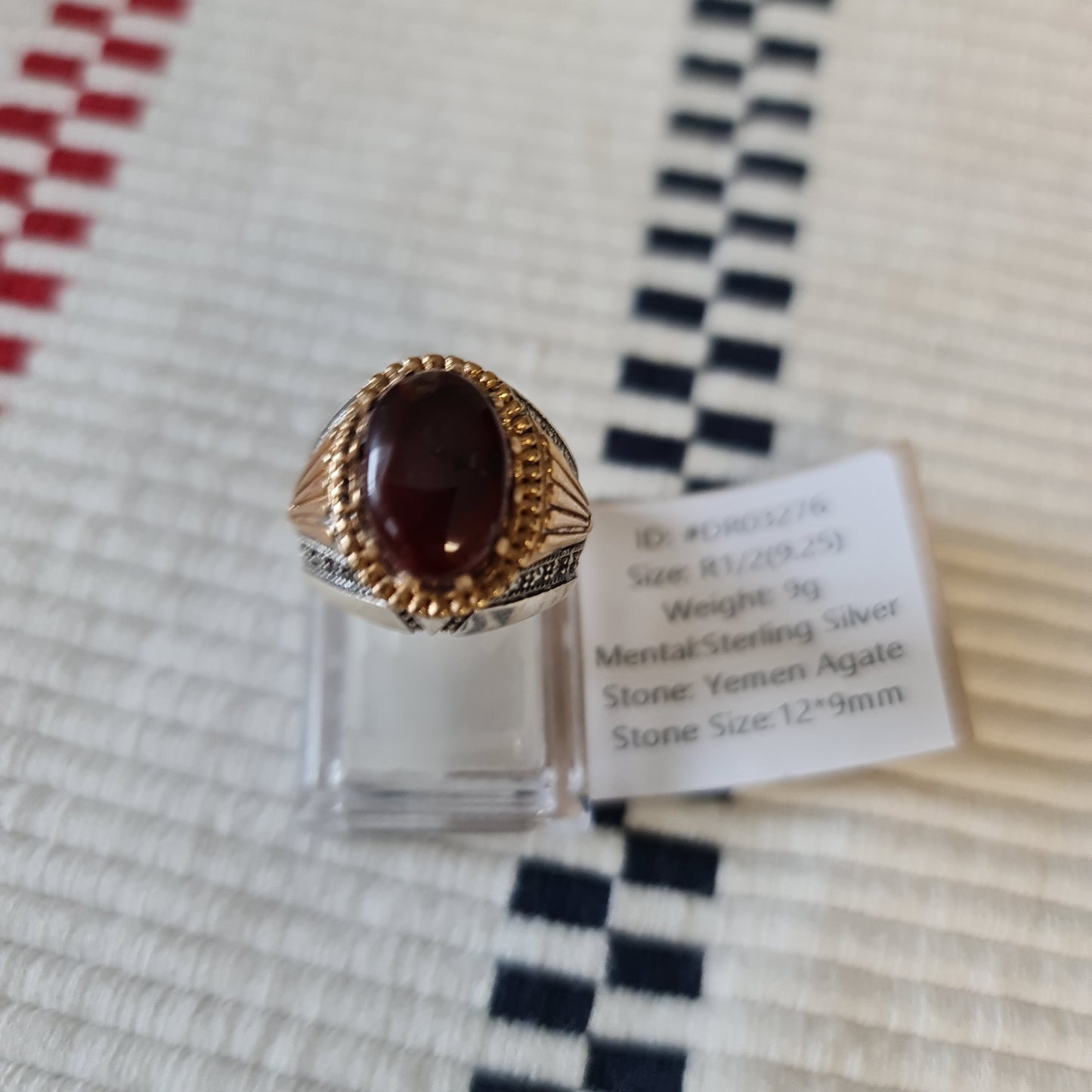 Yemeni Rare Genuine Agate 925 Silver Men's Ring DR03276
