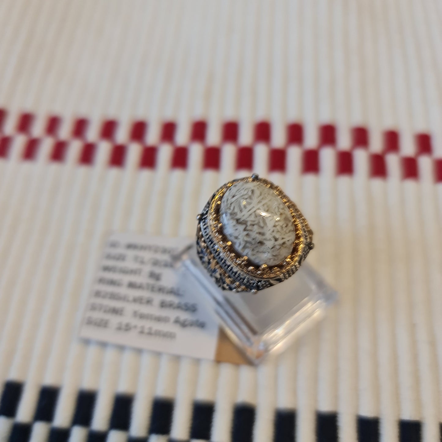 Yemeni Rare Genuine Agate 925 Silver Men's Ring KHY230328