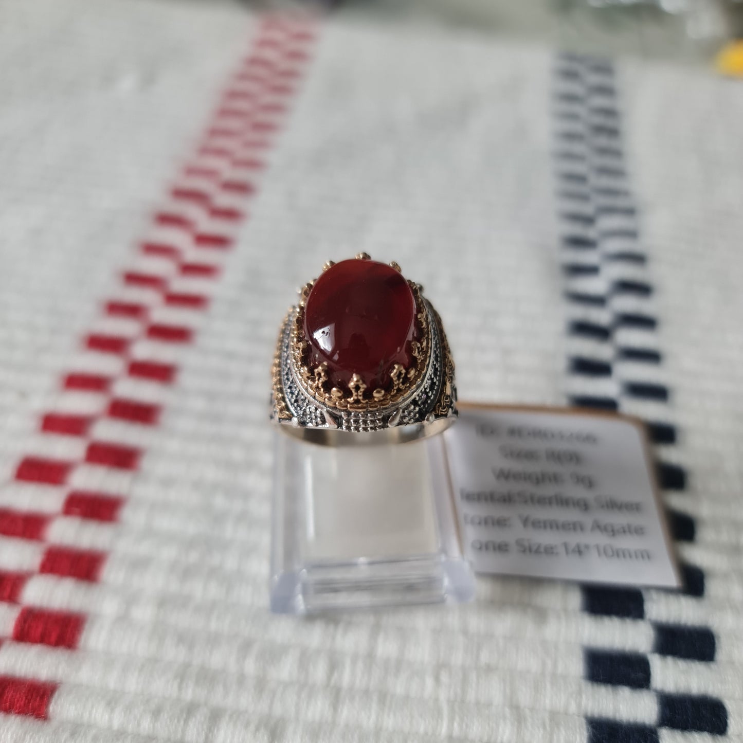 Yemeni Rare Genuine Agate 925 Silver Men's Ring DR03266