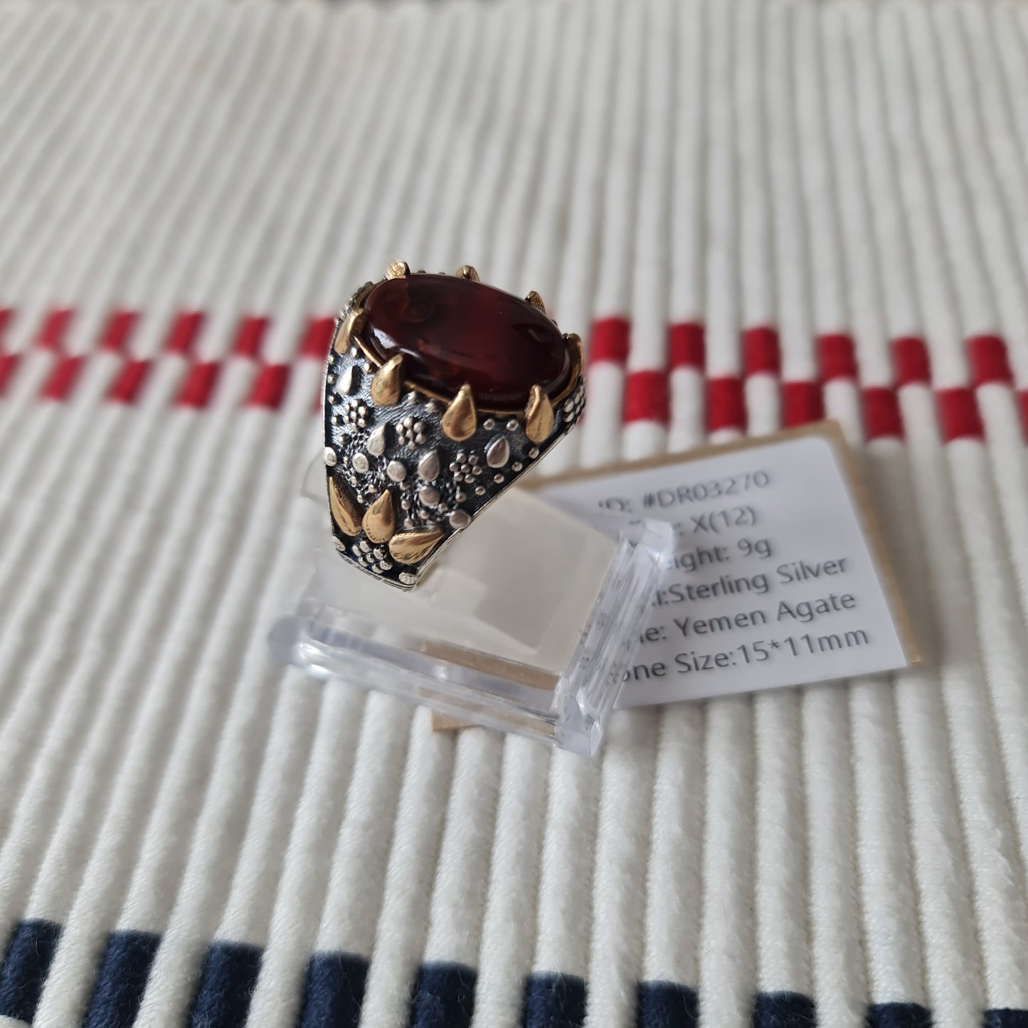 Yemeni Rare Genuine Agate 925 Silver Men's Ring DR03270
