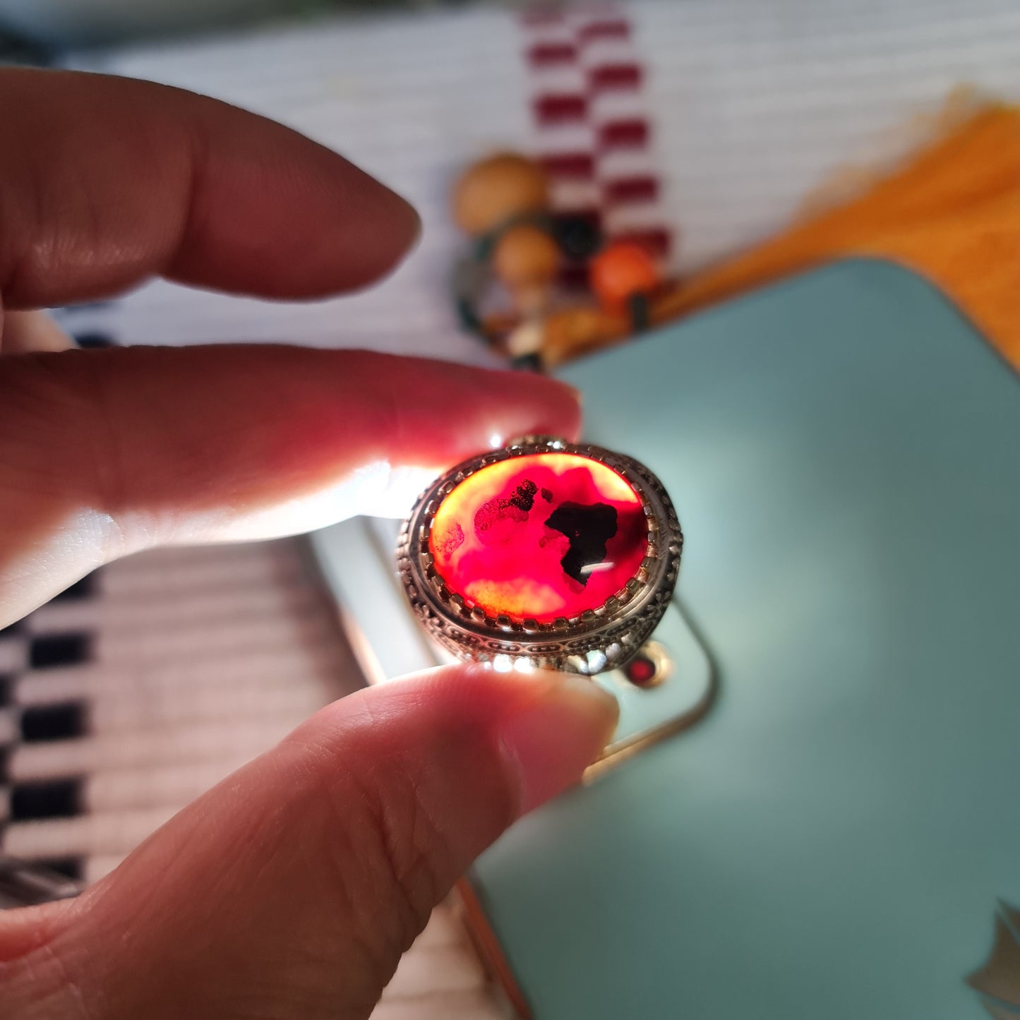 Yemeni Rare Genuine Agate 925 Silver Men's Ring DR03251