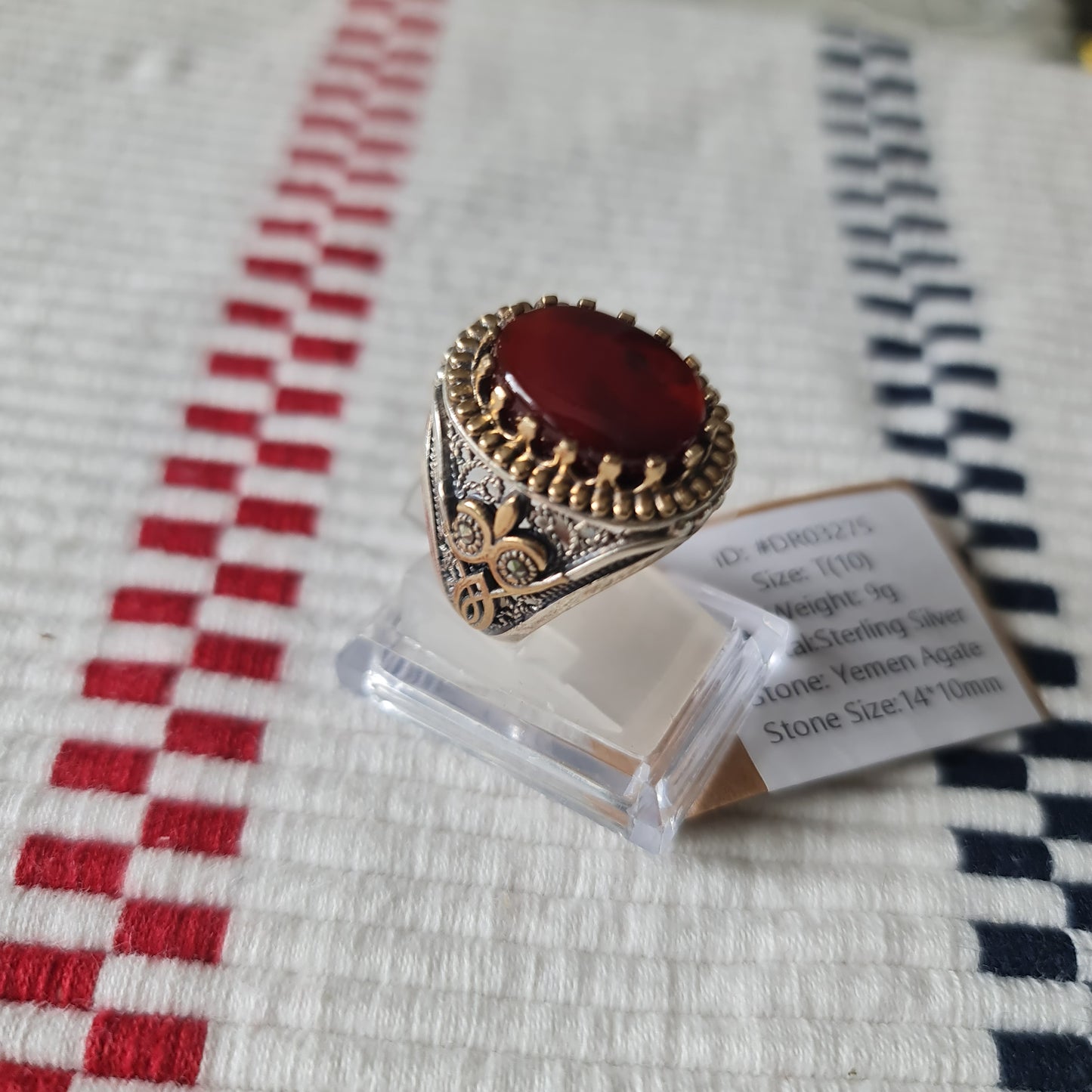 Yemeni Rare Genuine Agate 925 Silver Men's Ring DR03275