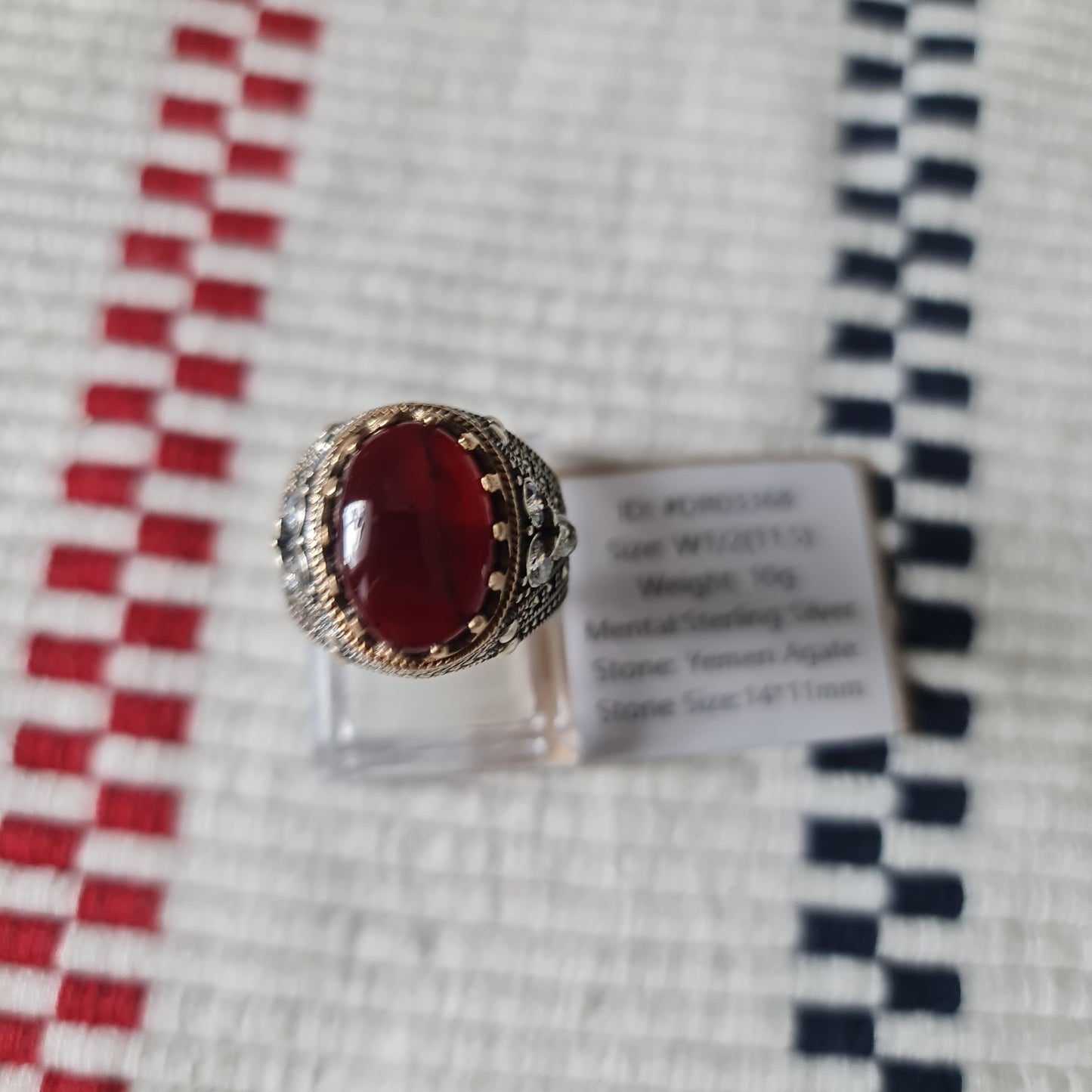 Yemeni Rare Genuine Agate 925 Silver Men's Ring DR03368