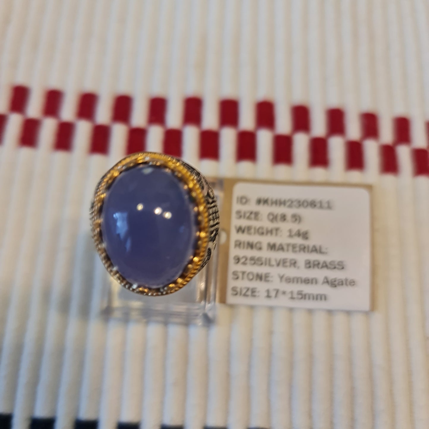 Yemeni Rare Genuine Agate 925 Silver Men's Ring KHH230611