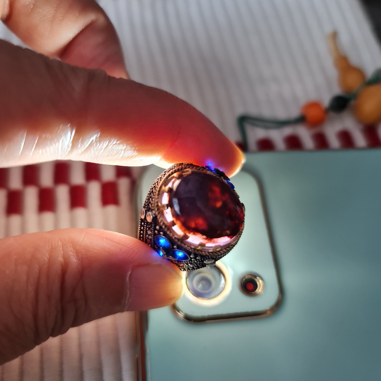 Yemeni Rare Genuine Agate 925 Silver Men's Ring KHH230609
