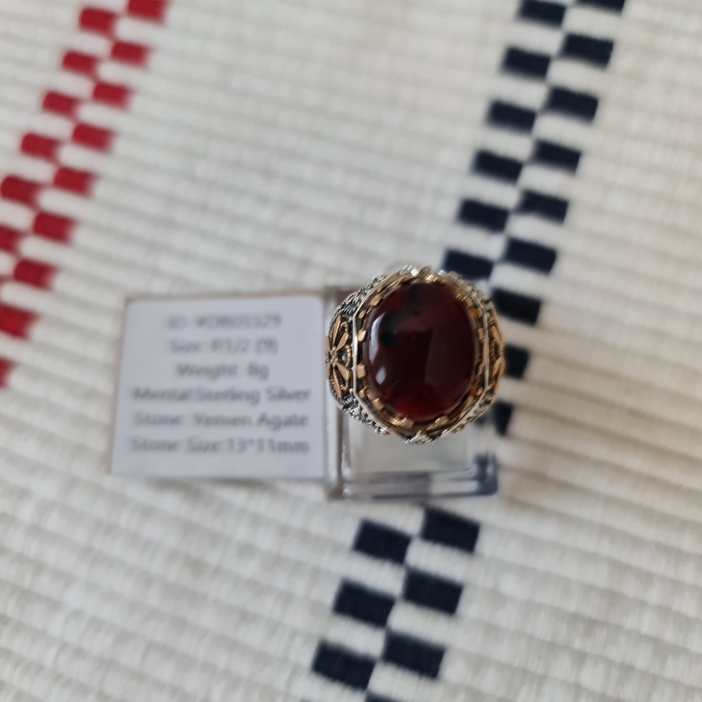 Yemeni Rare Genuine Agate 925 Silver Men's Ring DR03329