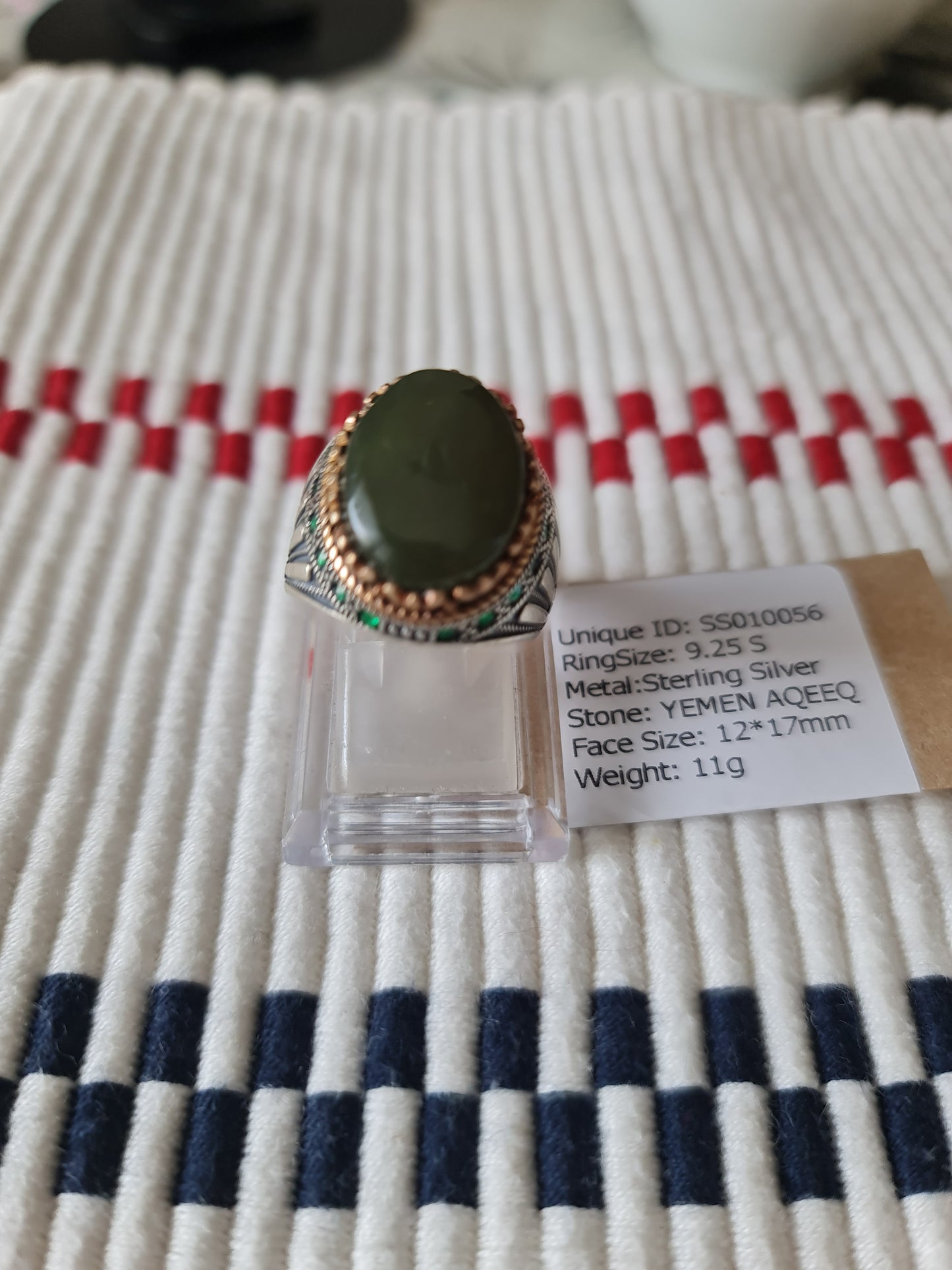 Yemeni Rare Genuine Agate 925 Silver Men's Ring SS010056