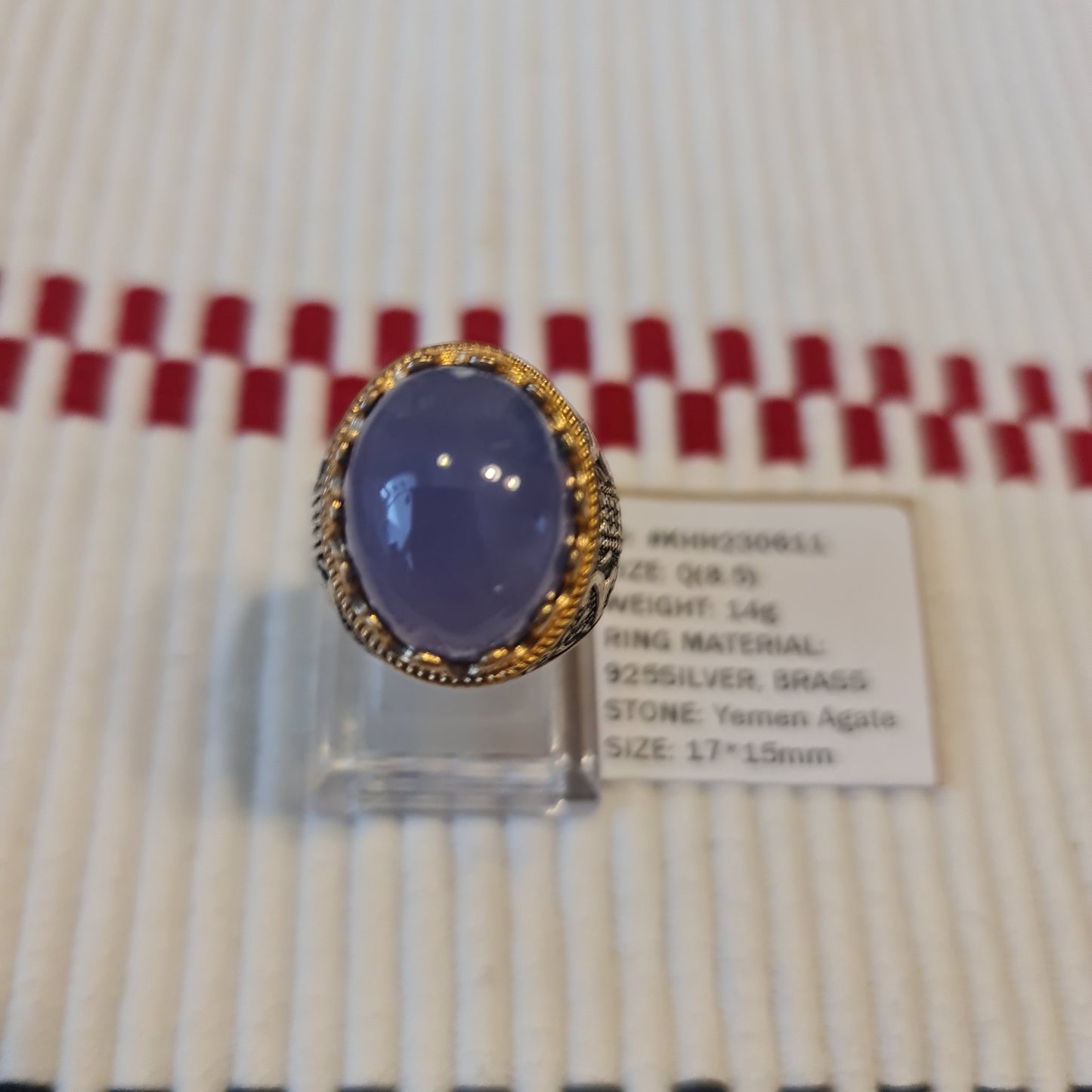 Yemeni Rare Genuine Agate 925 Silver Men's Ring KHH230611