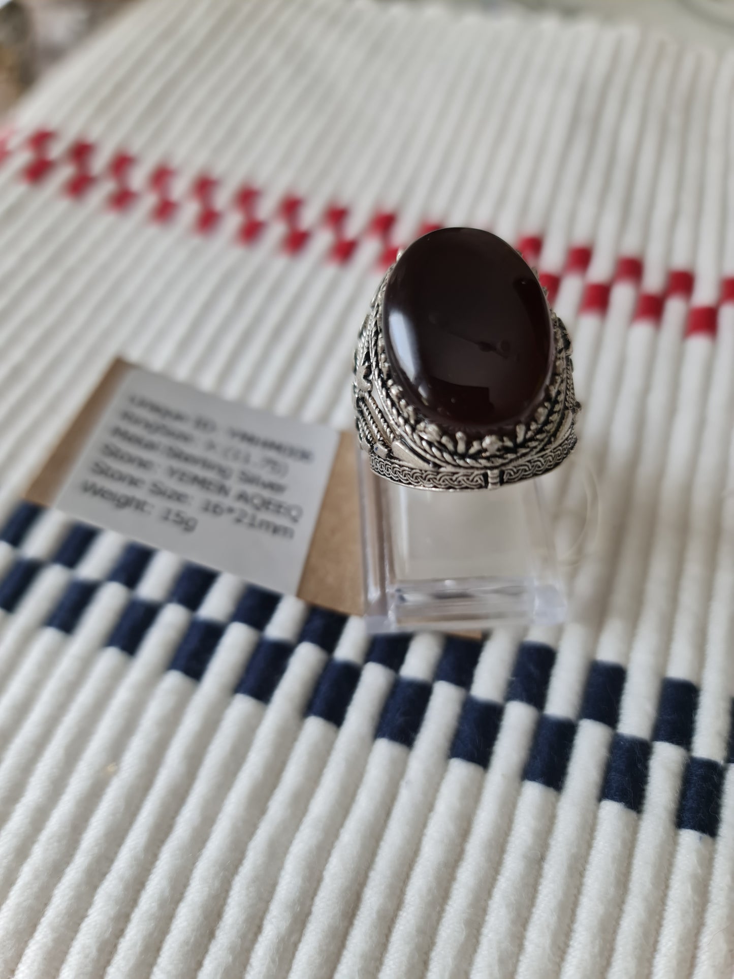 Yemeni Rare Genuine Agate 925 Silver Men's Ring YMHM006