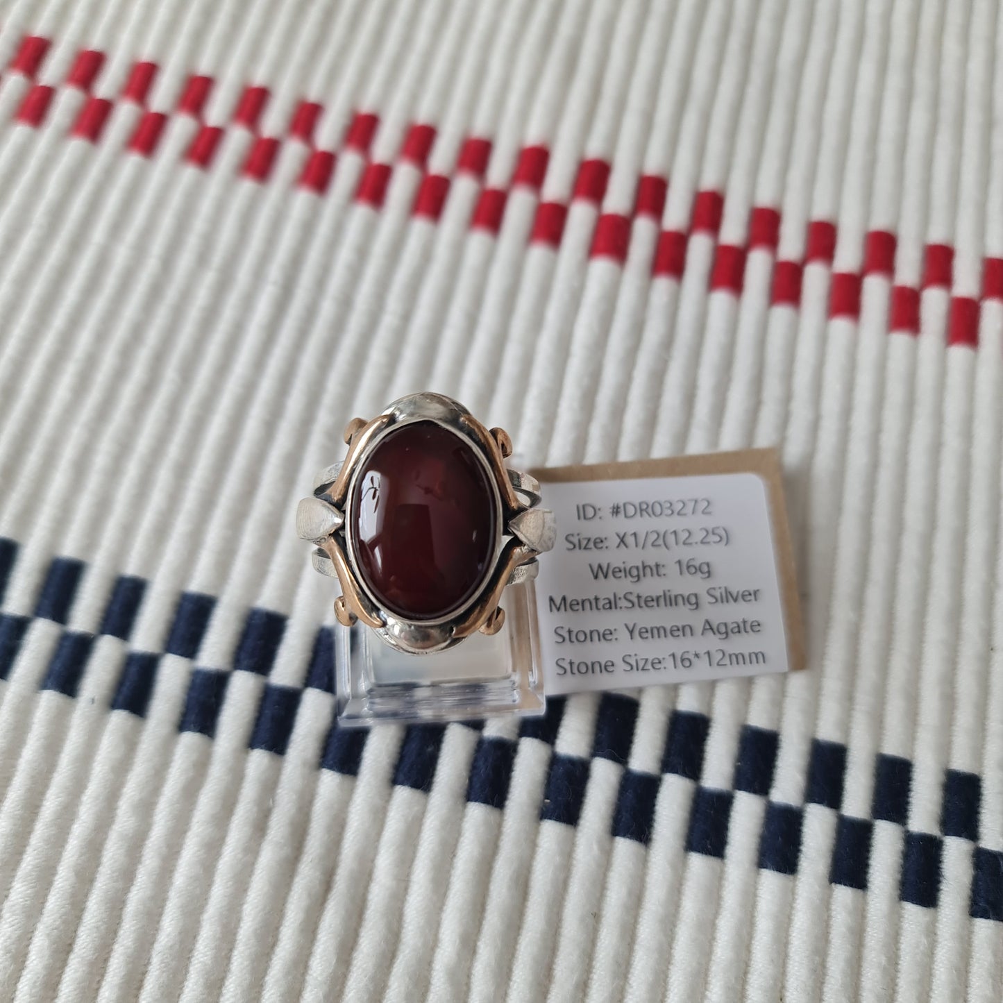 Yemeni Rare Genuine Agate 925 Silver Men's Ring DR03272