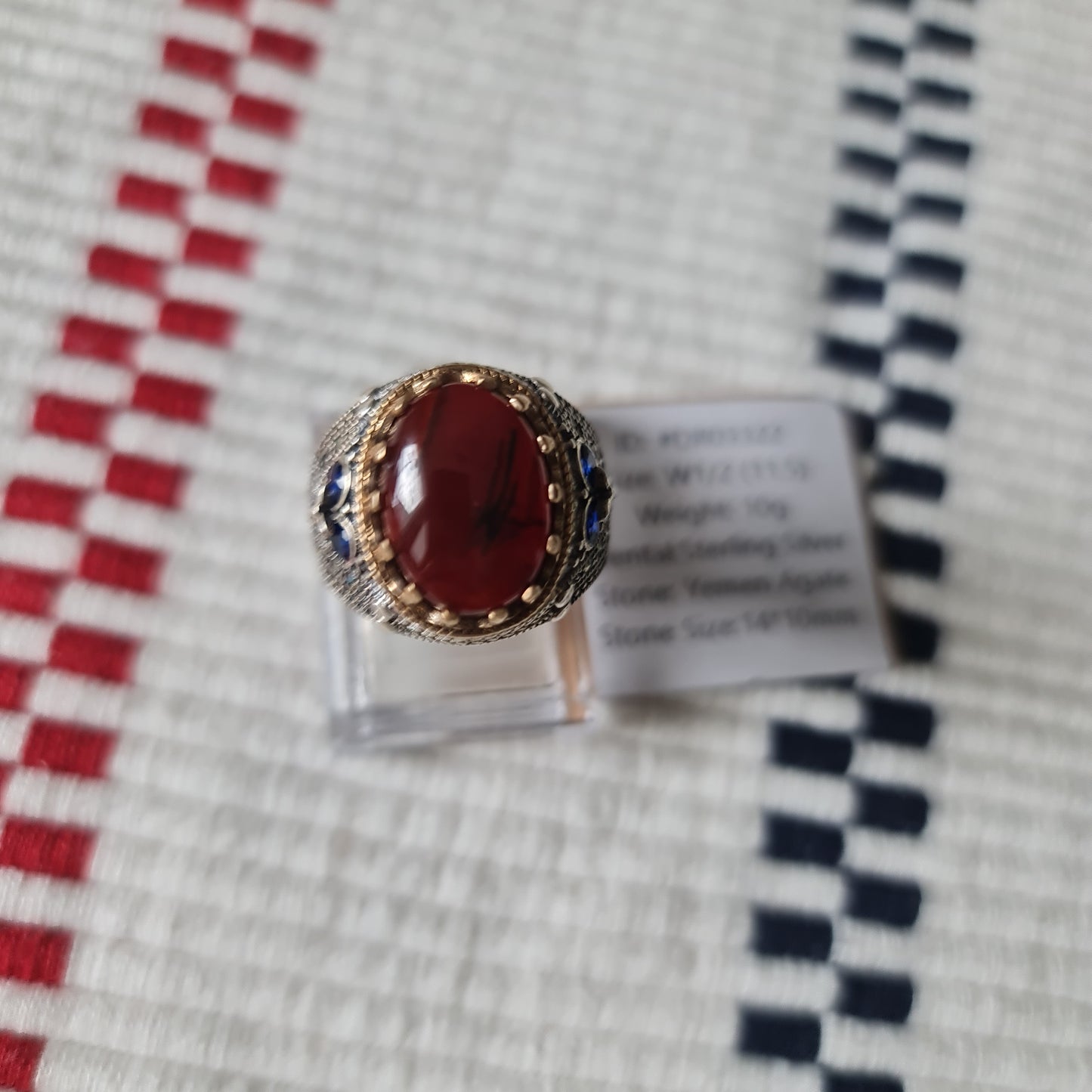 Yemeni Rare Genuine Agate 925 Silver Men's Ring DR03322
