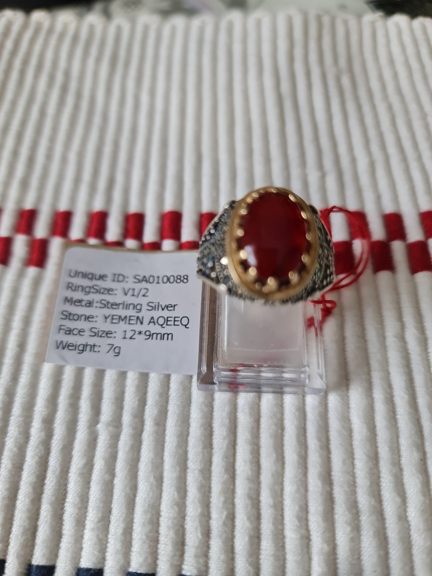 Yemeni Rare Genuine Agate 925 Silver Men's Ring SA0100588