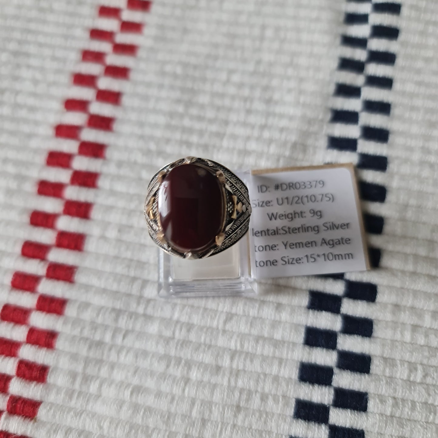 Yemeni Rare Genuine Agate 925 Silver Men's Ring DR03379