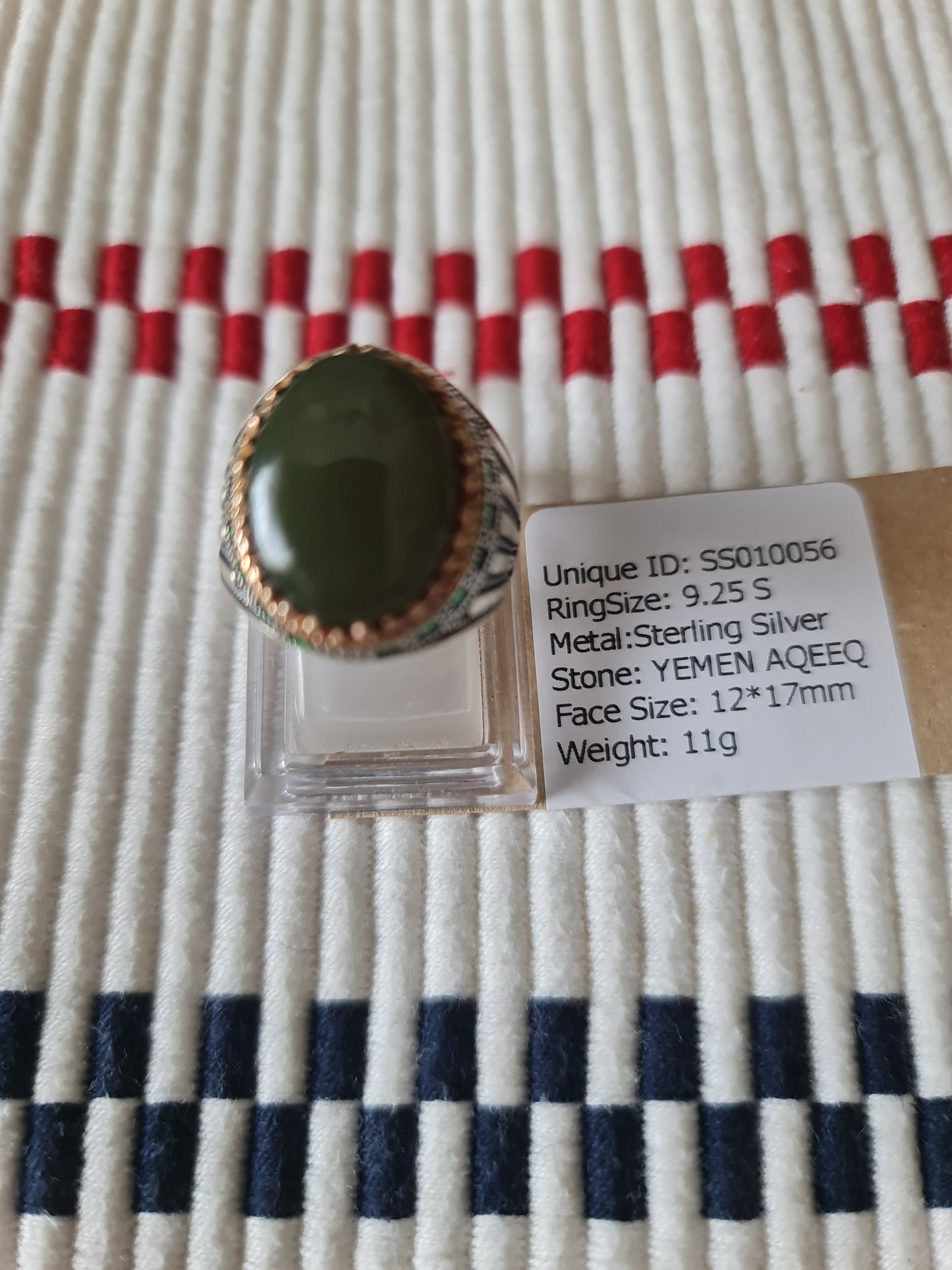 Yemeni Rare Genuine Agate 925 Silver Men's Ring SS010056