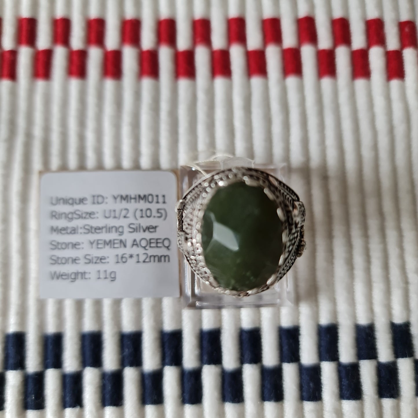 Yemeni Rare Genuine Agate 925 Silver Men's Ring YMHM011