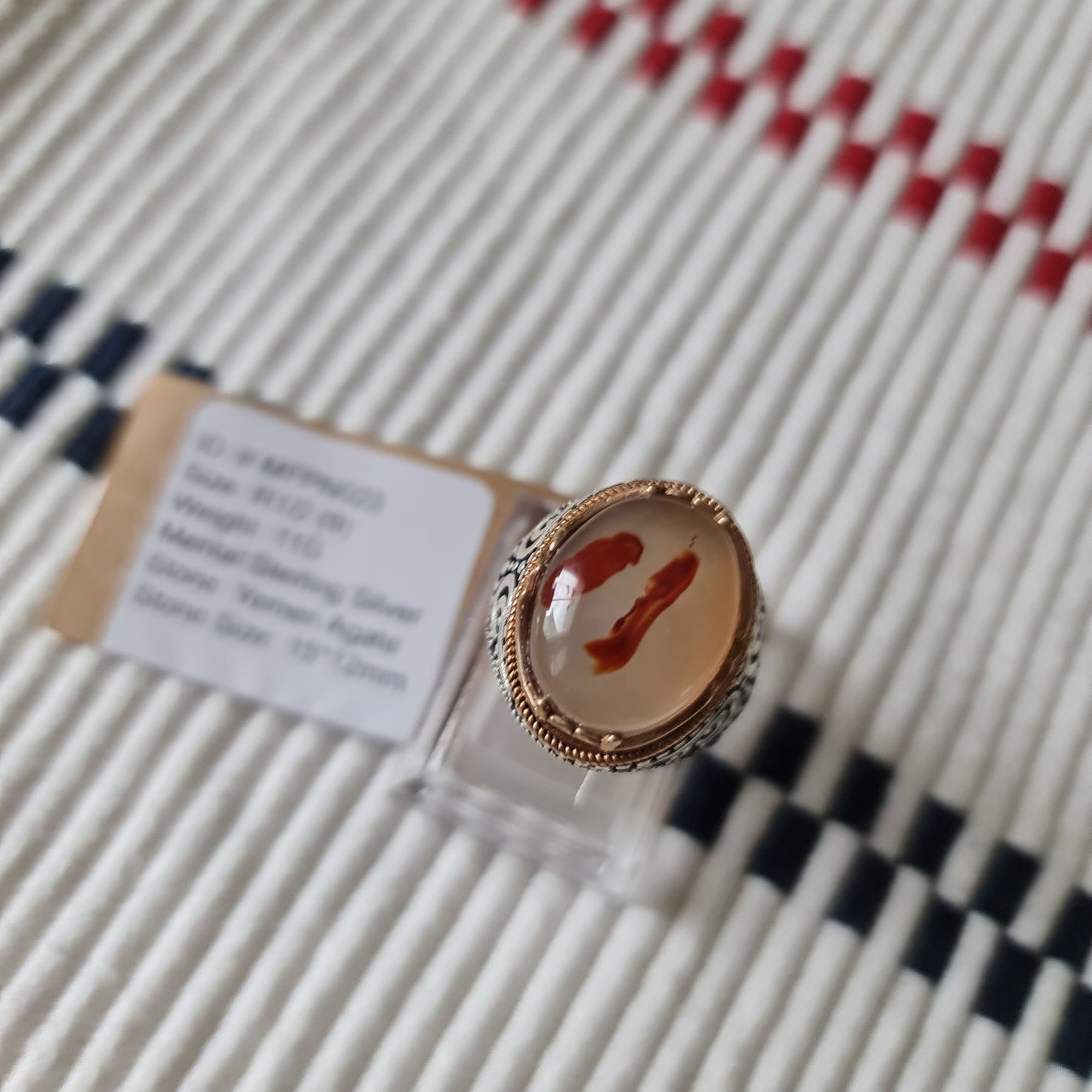 Yemeni Rare Genuine Agate 925 Silver Men's Ring MFPN023