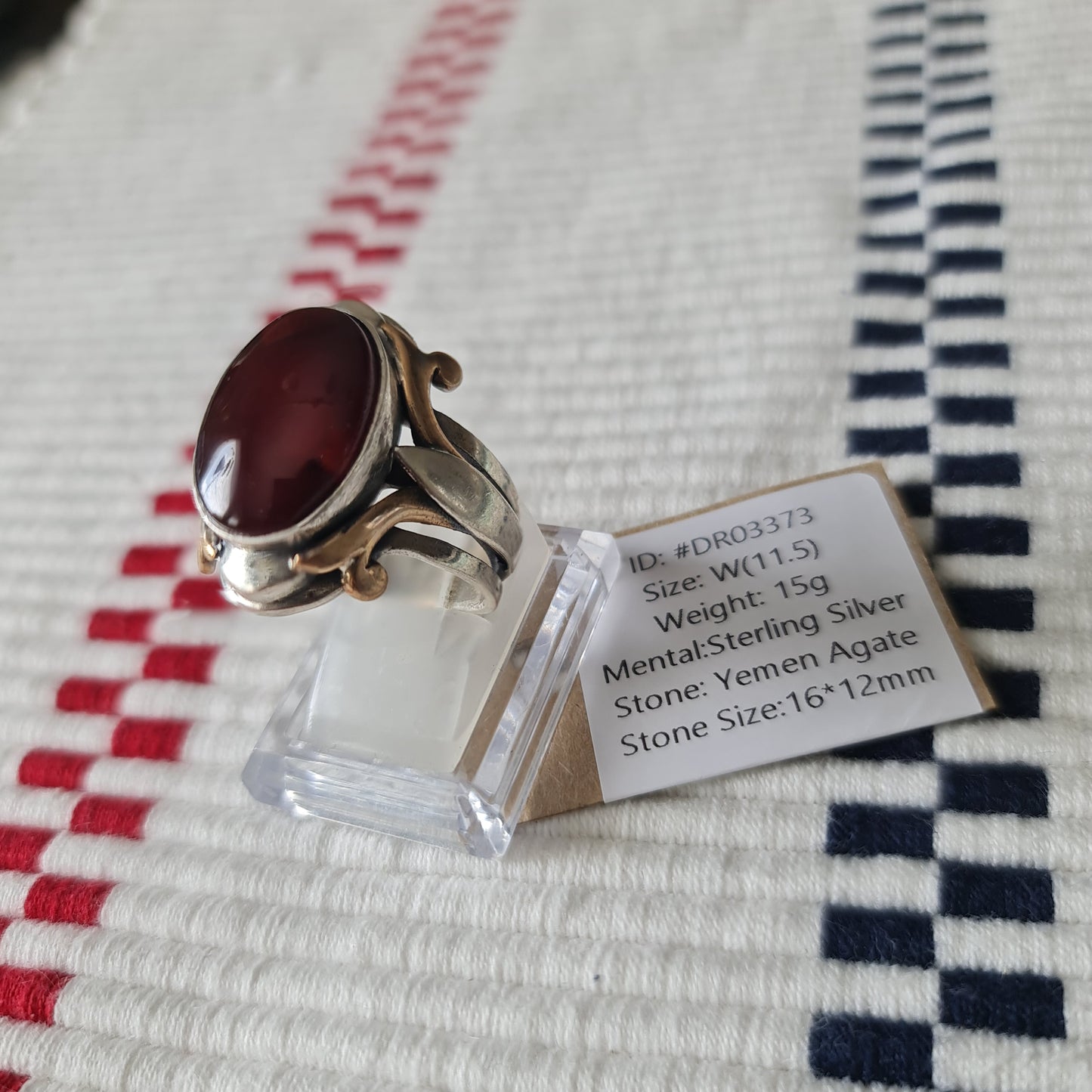 Yemeni Rare Genuine Agate 925 Silver Men's Ring DR03373