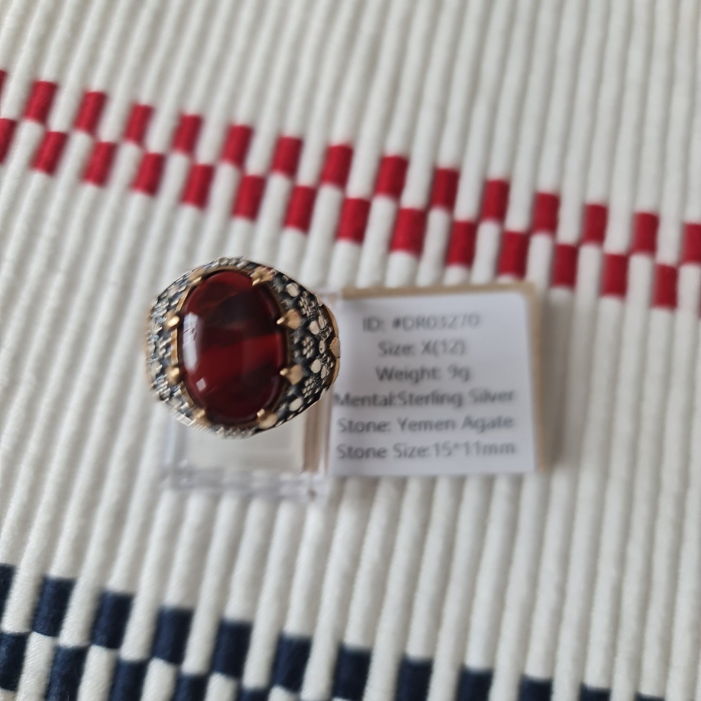Yemeni Rare Genuine Agate 925 Silver Men's Ring DR03270