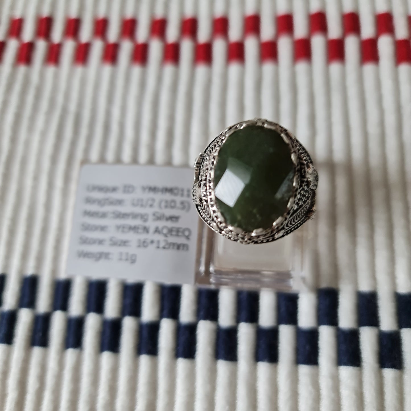 Yemeni Rare Genuine Agate 925 Silver Men's Ring YMHM011