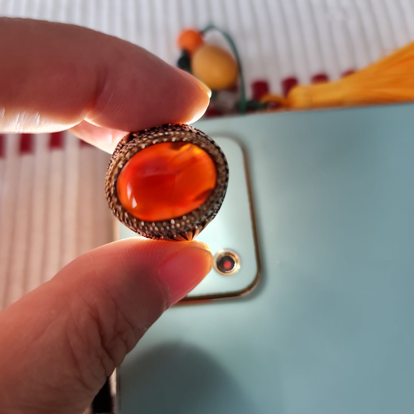 Yemeni Rare Genuine Agate 925 Silver Men's Ring MFAR0355
